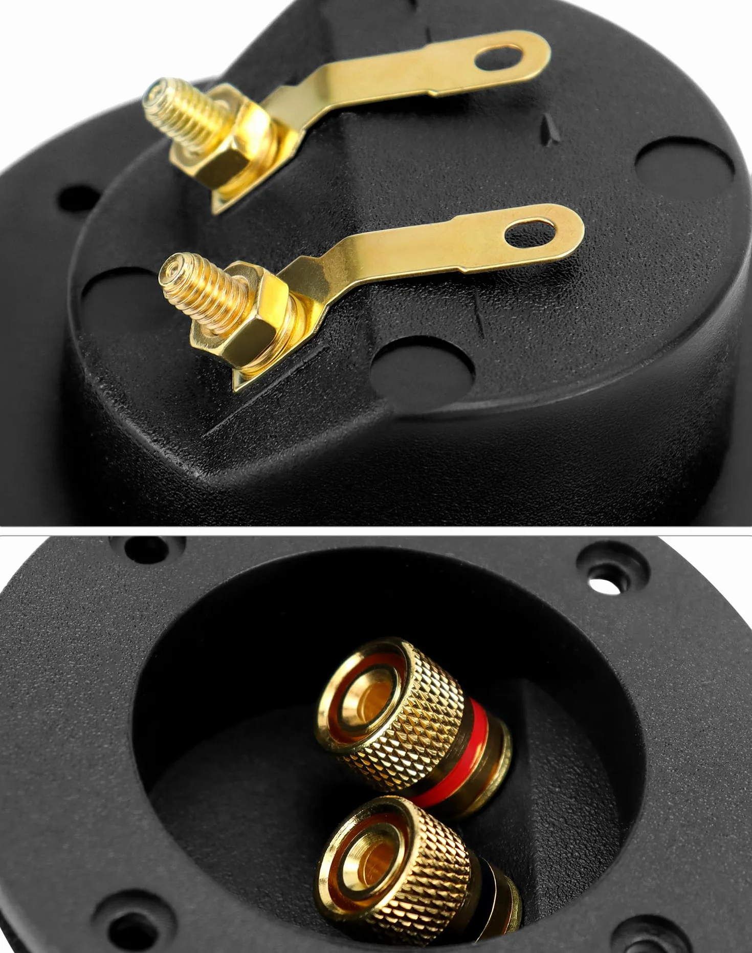 QWORK 2 Pièces Borne de Connexion de Boîte de Haut-parleur 2 Voies, Coupelle à Ressort Ronde