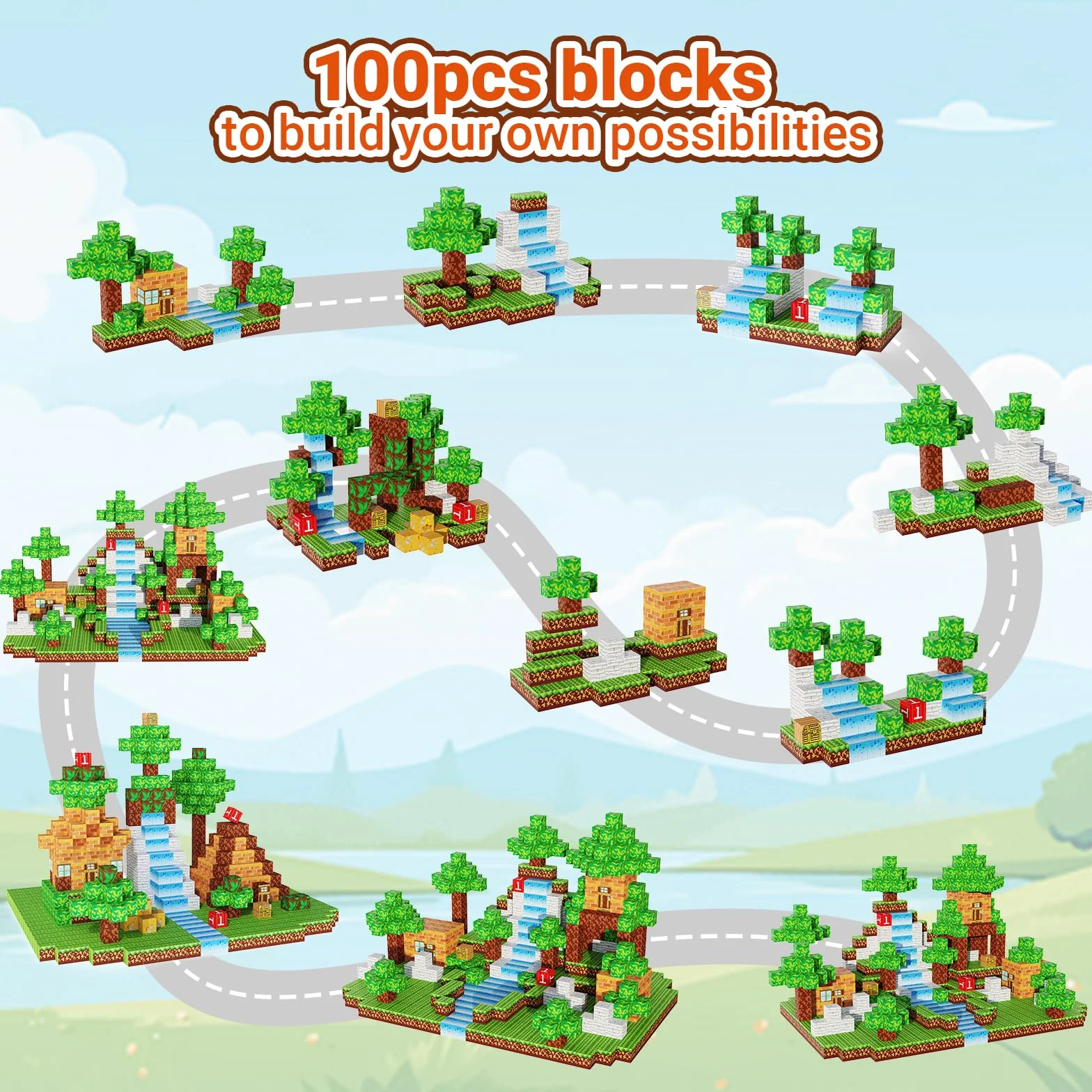 Blocs de Construction Magnétiques 2,5 cm Lot de 100 pour Enfants Montessori Jeu Aimants