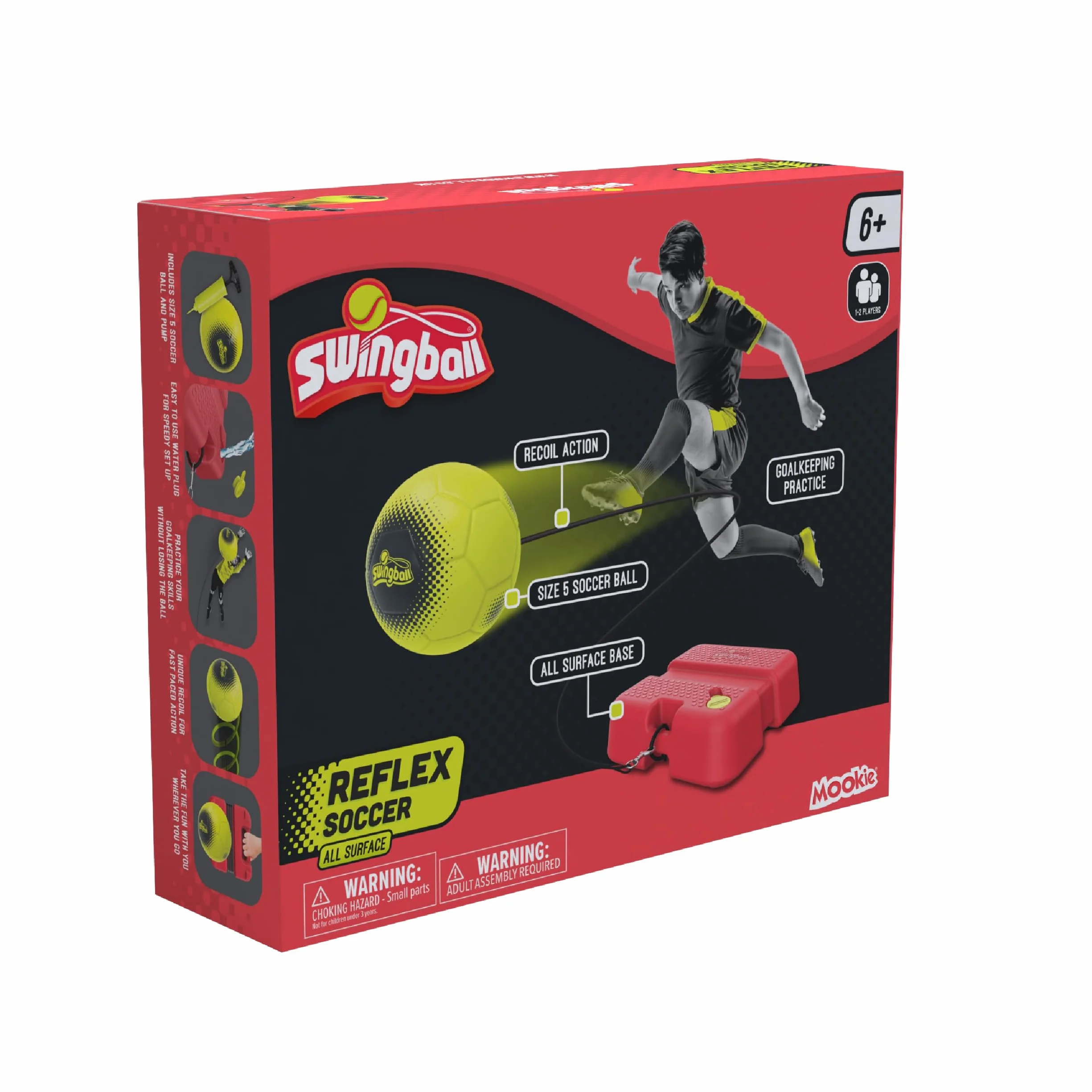 Swingball Reflex Soccer Jeu de Foot Solo ou Duo Ballon Taille 4 Corde Élastique Base à Lester Bobine Ajustable Pompe Incluse