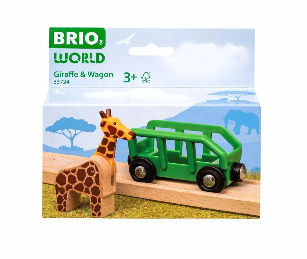 BRIO World Wagon Girafe Accessoire circuit train en bois connexions aimantées thème safari jouet dès 3 ans