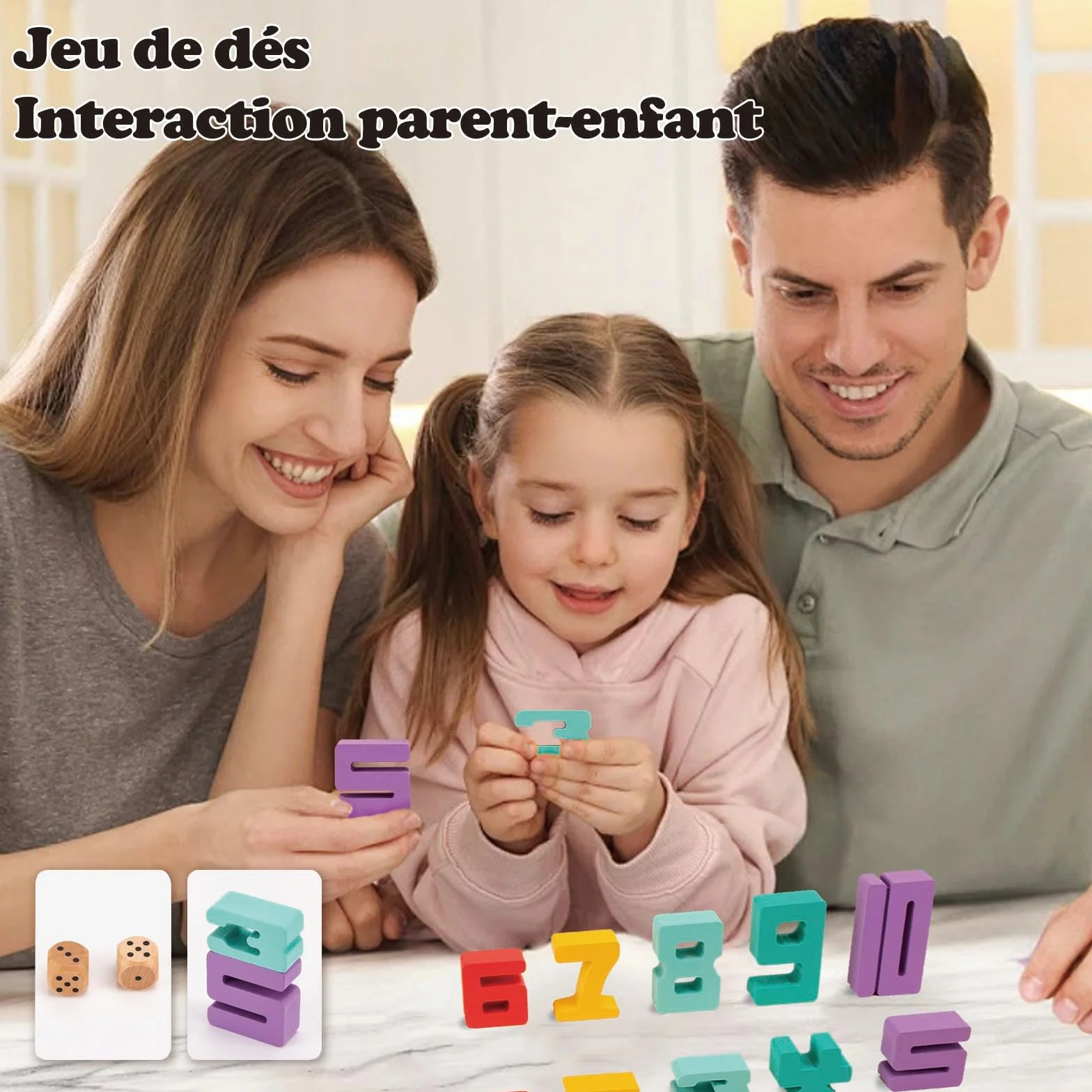 Jouet Enfant 3-6 Ans, Jeux Montessori, Blocs de Construction des Nombres, Jouets en Bois, Cadeau Fille Garcon