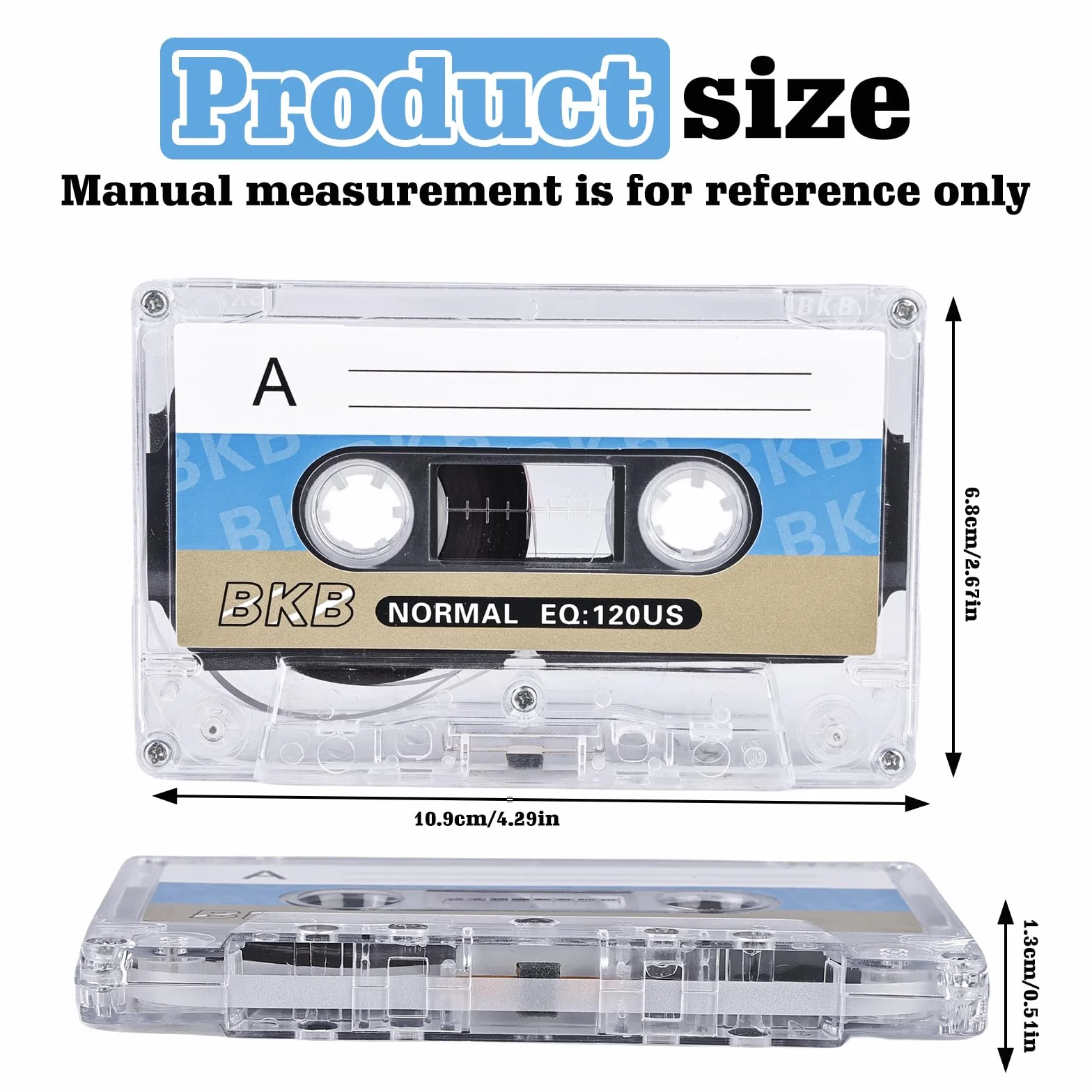 HOMURY 10 cassettes audio vides 60 minutes faible bruit étui plastique transparent