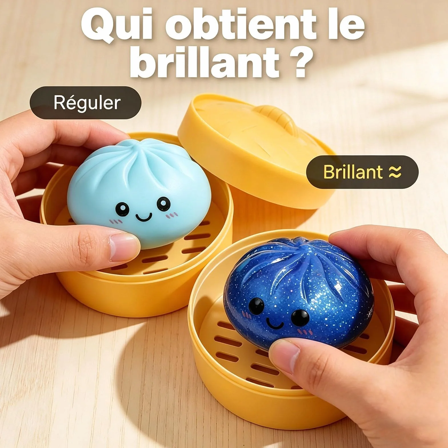 Dumpling Squishy Glitter Anti-Stress Soft Ball Relâcher Tension Surprise Amusante pour Bureau Maison (Aléatoire 1pcs)