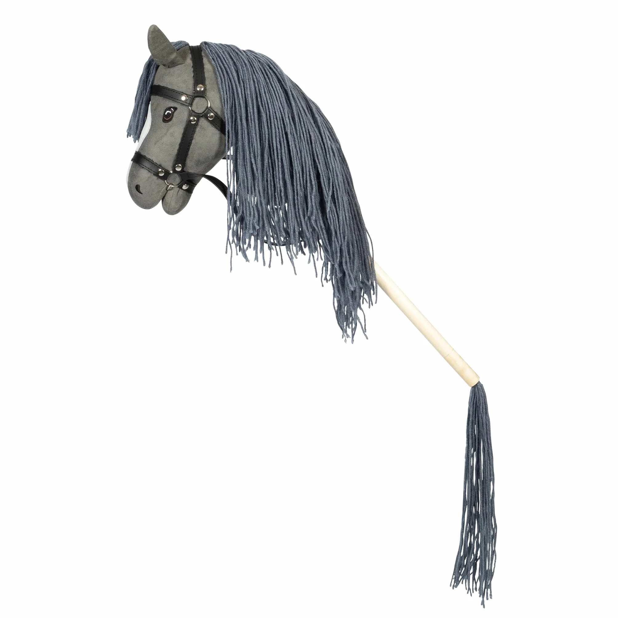 Cheval Bâton gris avec sac en velours 3 ans et plus