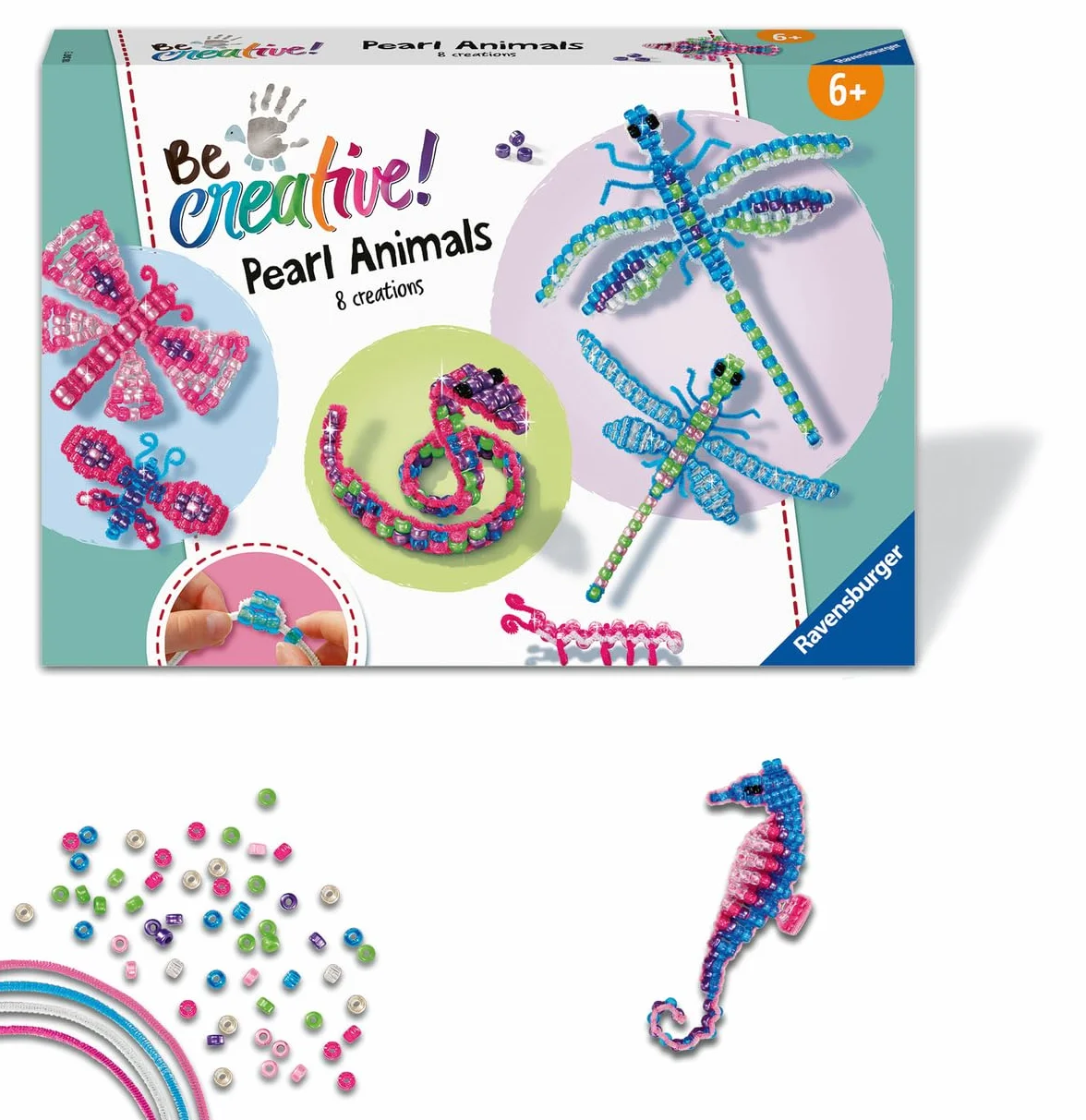 Ravensburger Be Creative Kit Création Animaux en Perles 3D – 900 Perles, 8 Réalisations, Dès 6 Ans