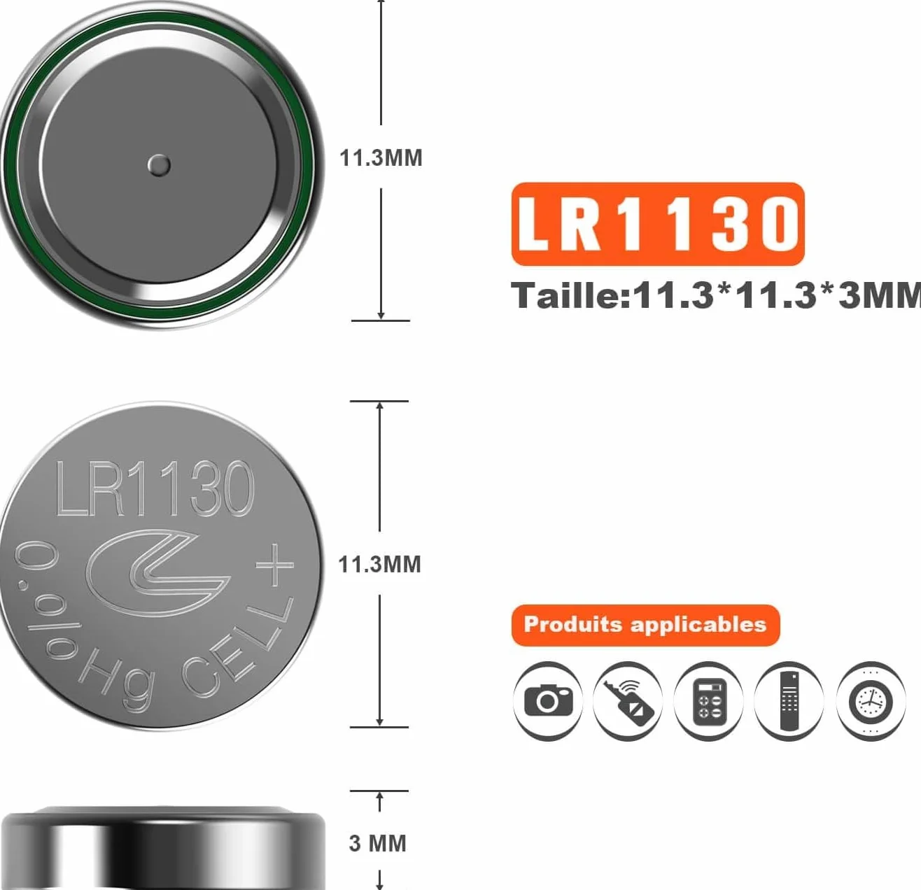Piles Bouton alcaline LR1130 AG10 - Paquet de 20