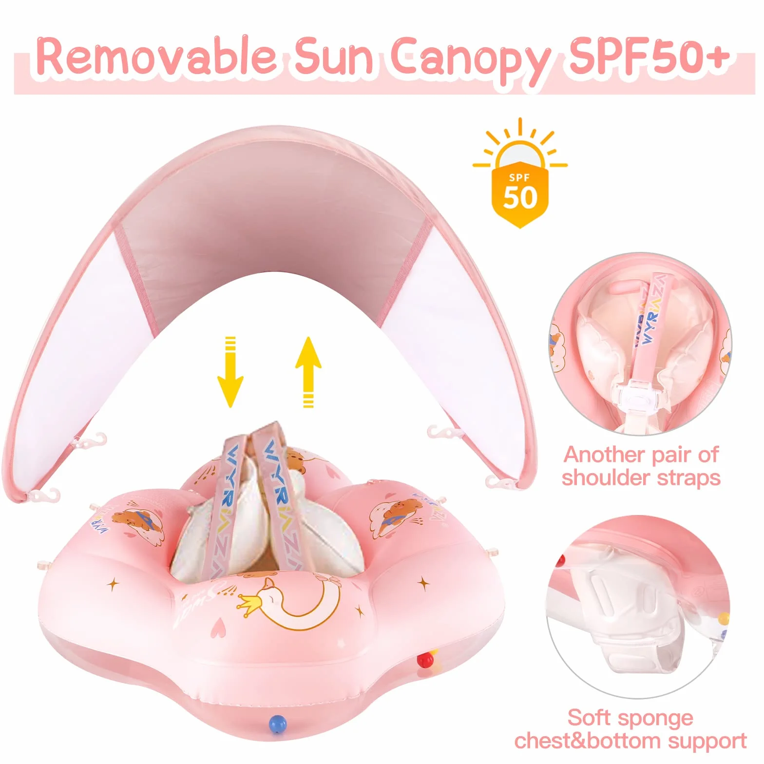 Bouée Bébé Piscine SPF 50+ 5-16Kgs avec Balle d'Équilibre Anti-Renversement