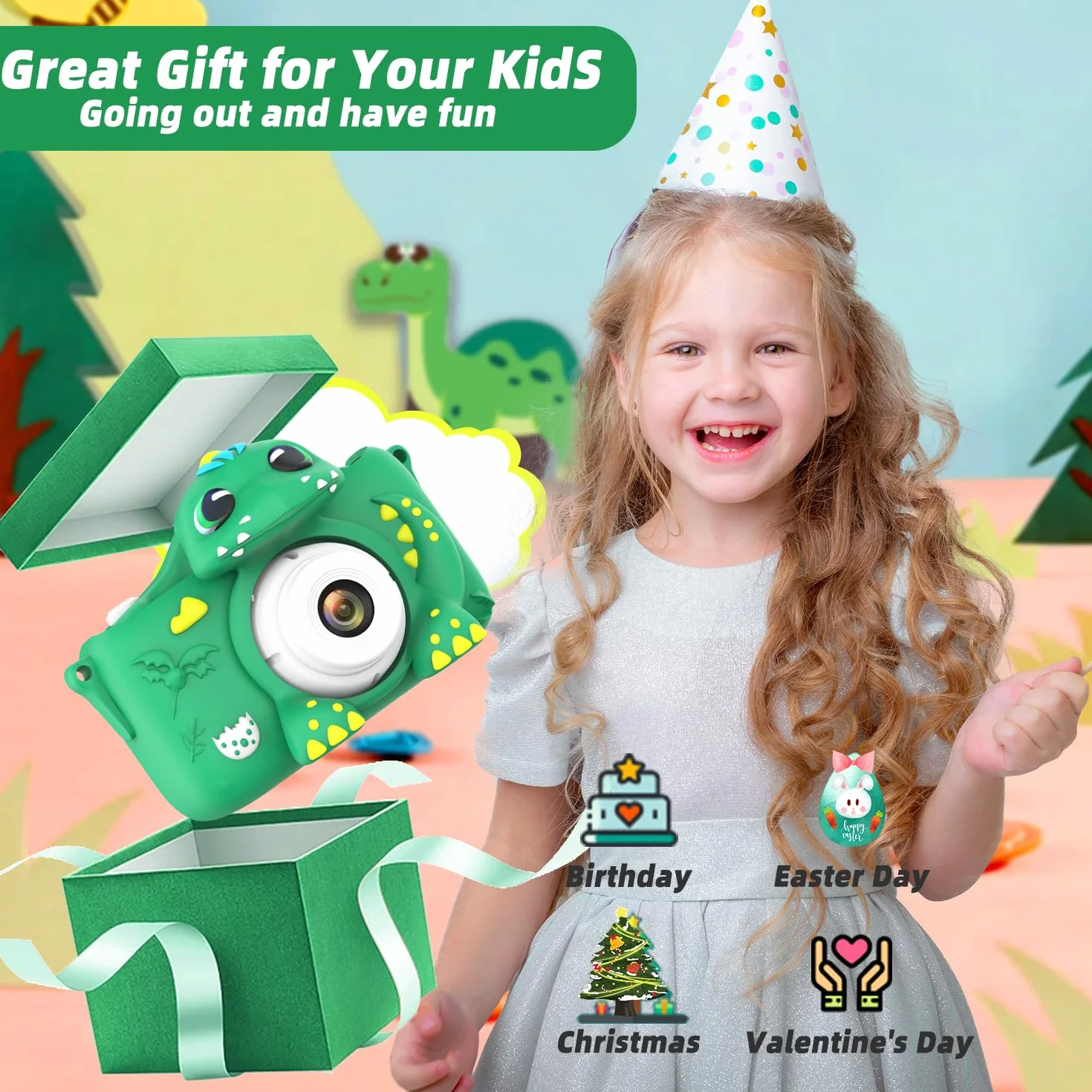 Appareil Photo Numérique Enfant 2.0 Pouces 1080P HD Mini Caméra avec Carte 64GB Cadeau Anniversaire 3-10 Ans