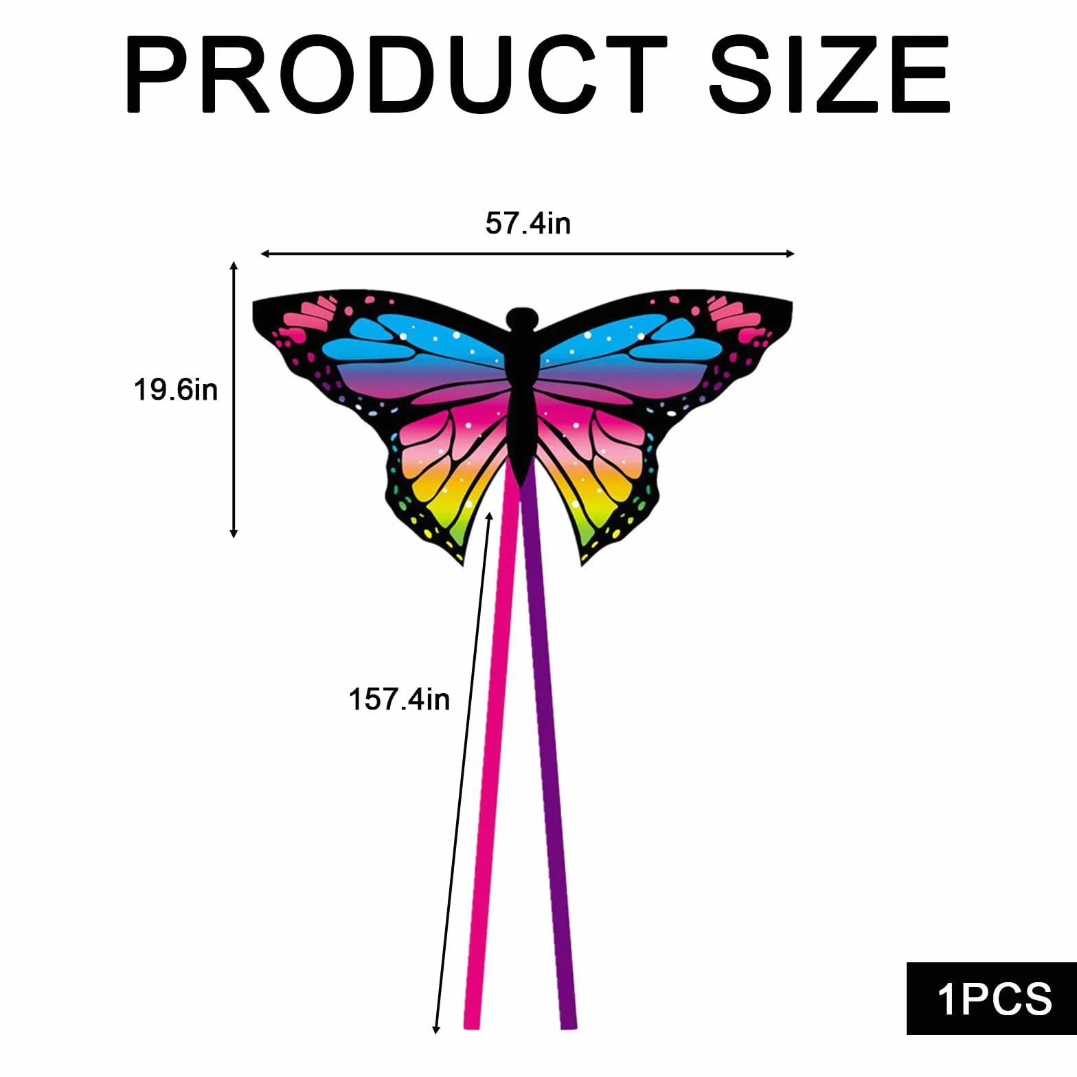 Grand Cerf-Volant Papillon Coloré pour Enfants & Adultes - Facile à Voler avec Longue Queue