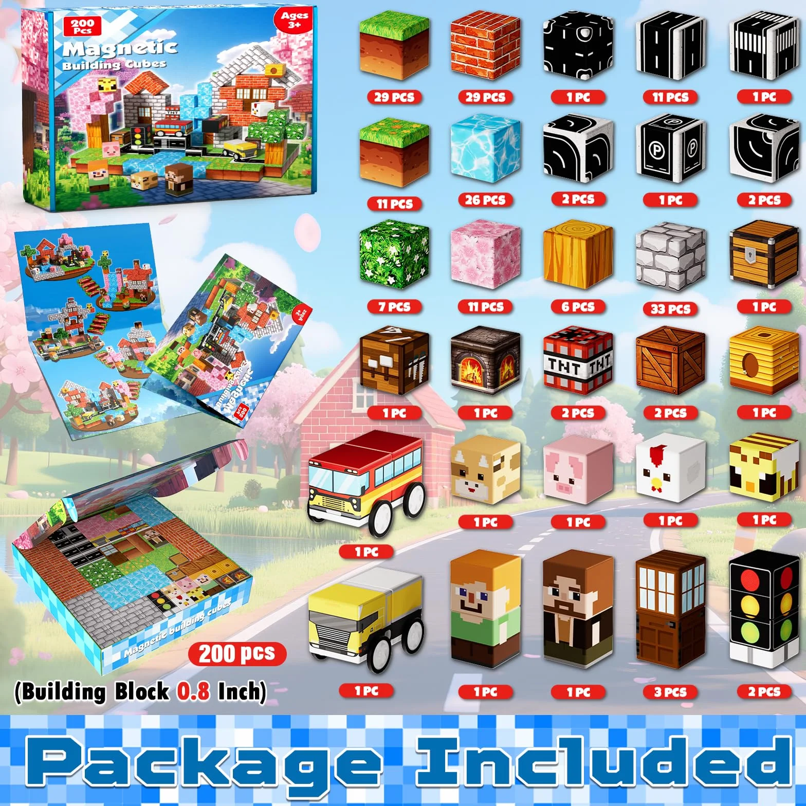 Blocs Magnétiques 200 Pièces Jeu de Construction pour Enfants 3-7 Ans