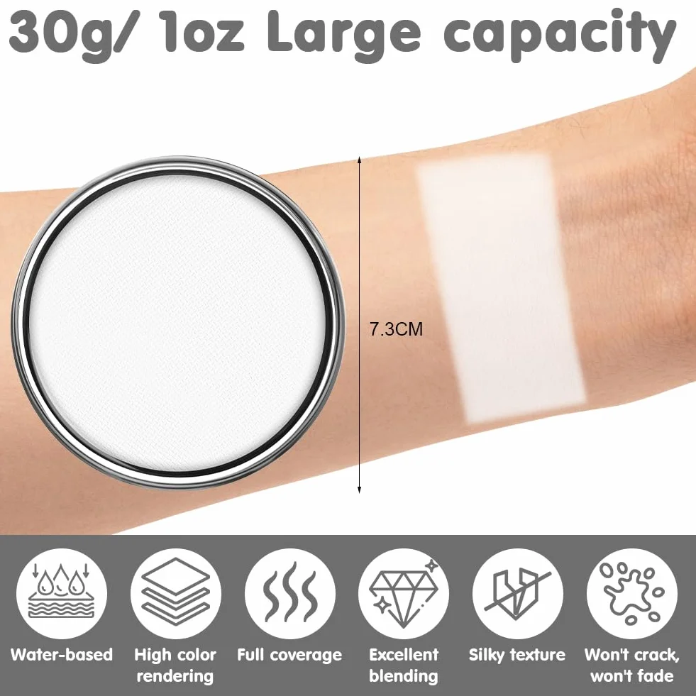 AOOWU Peinture Visage Corps 30g Maquillage Déguisement Lavable Enfants Adultes Cosplay Carnaval Halloween