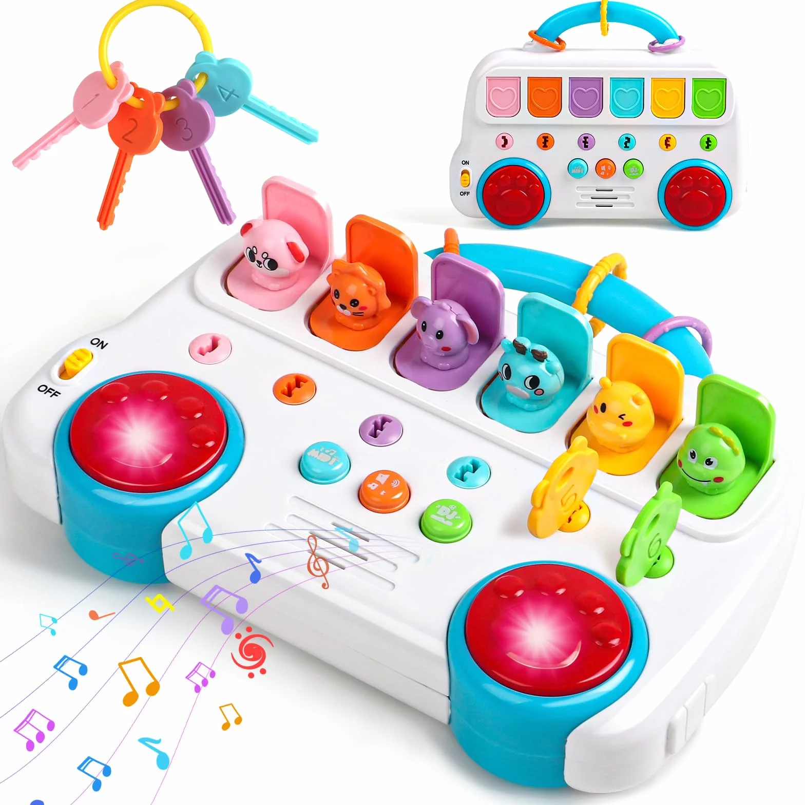 Jouet Montessori 6 Animaux Musique et Lumières Bebe 1 an Fille Garçon Jeu Educatif 12 18 Mois