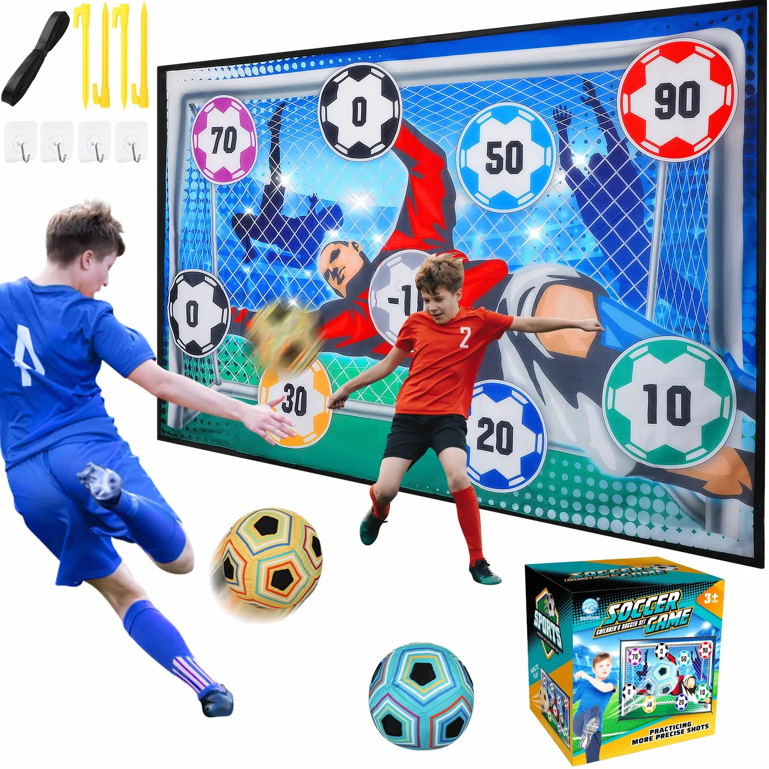 VATOS Ensemble de Jeu de Ballon de Football pour Enfants, But intérieur et extérieur avec Balles, Cadeau 3-8 Ans