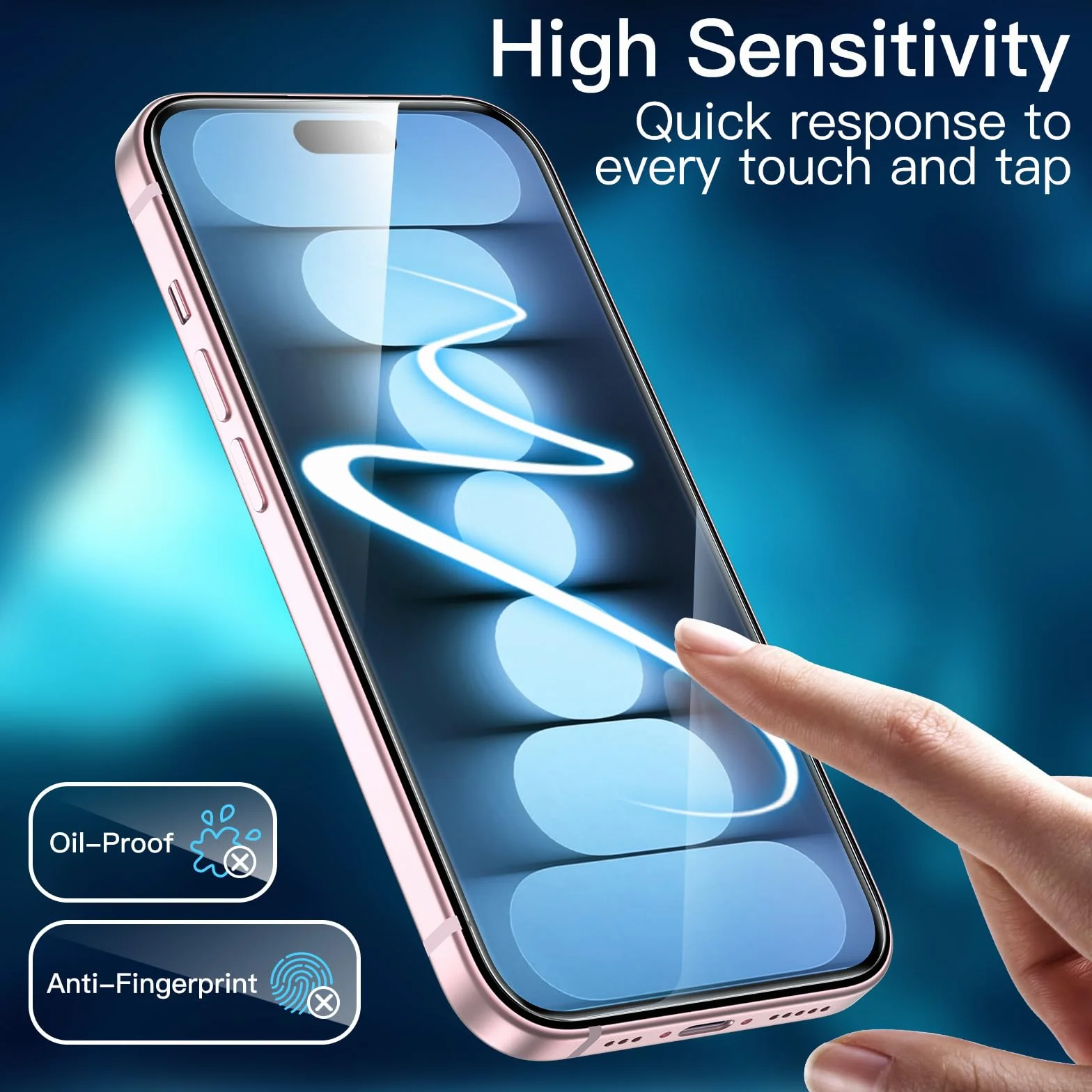 JETech Protection D'écran pour iPhone 15 6,1 Pouces, Film en Verre Trempé, Lot de 2