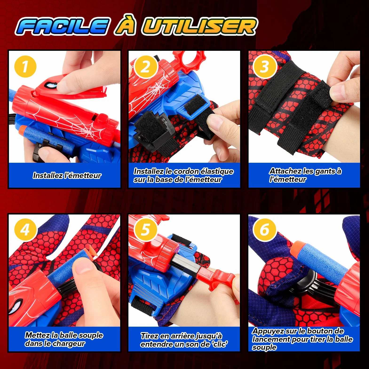 Braxel Lance Toile d'Araignée Jouet Garçon Fille 5-12 Ans Lot de 2 Lanceur Jeux Extérieur Enfants