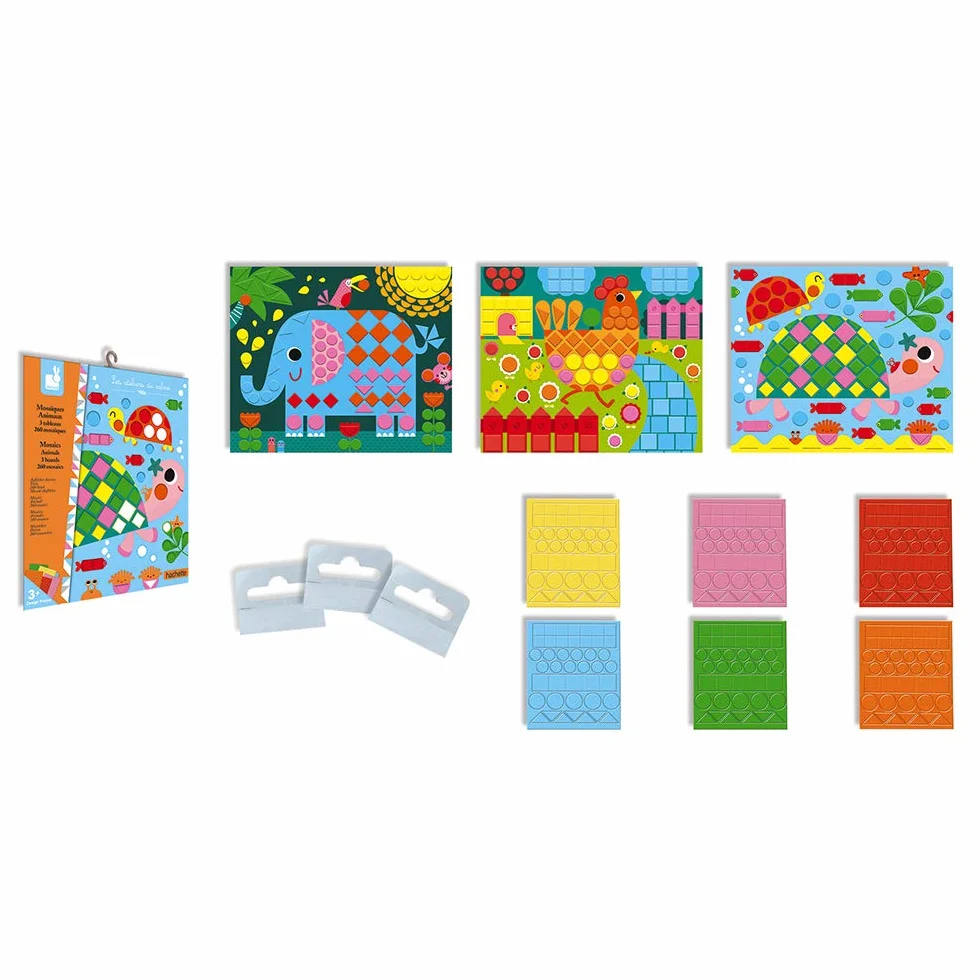 Janod Coffret Mosaïques en Mousse Animaux Les Ateliers du Calme Kit Loisir Créatif dès 3 ans