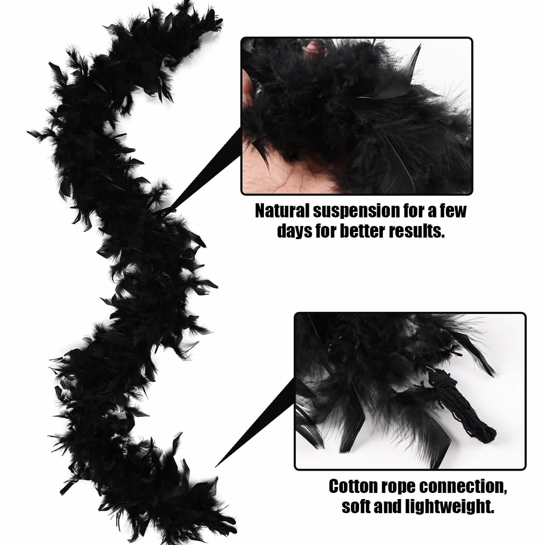 Boas de déguisement pour enfants, Écharpe en plumes noires 2 m, grande taille, décoration mariage