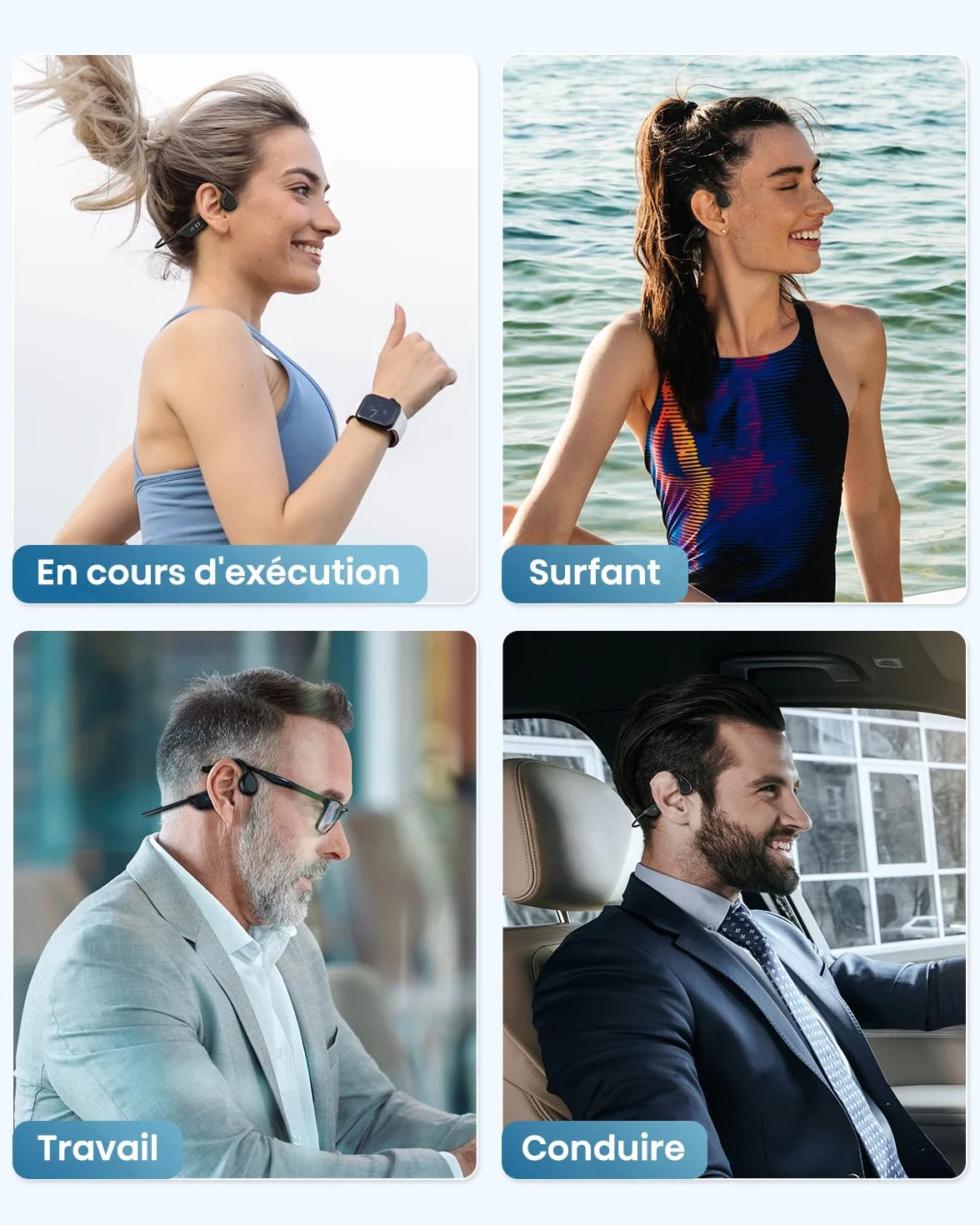 Casque Conduction Osseuse Bluetooth 5.4, Écouteur Natation IP68, Mémoire MP3 32G