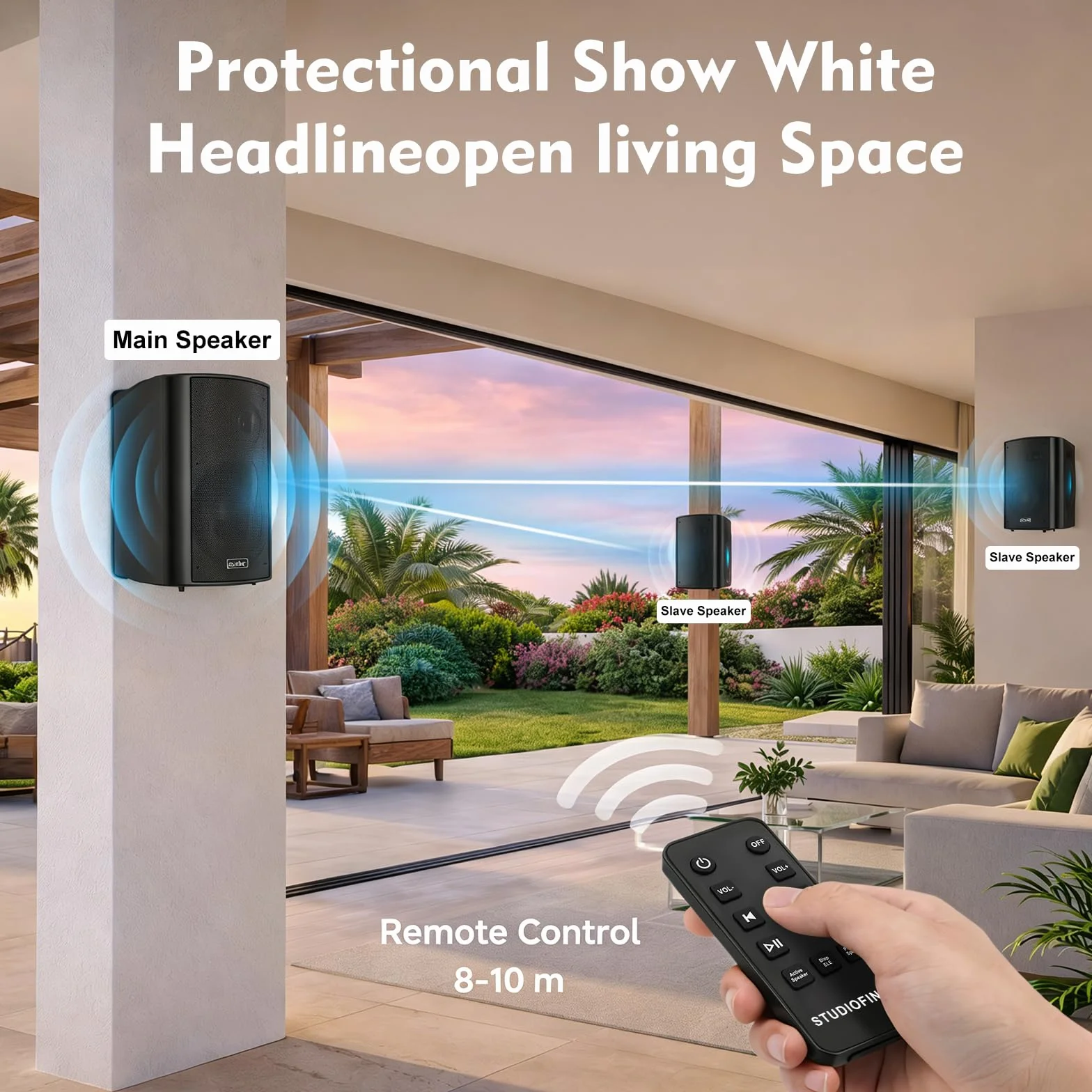 STUDIOFINIX Enceintes murales 6,5 Pouces 400W Bluetooth 5.1 étanches Multi-Sync sans Fil Noir Paire
