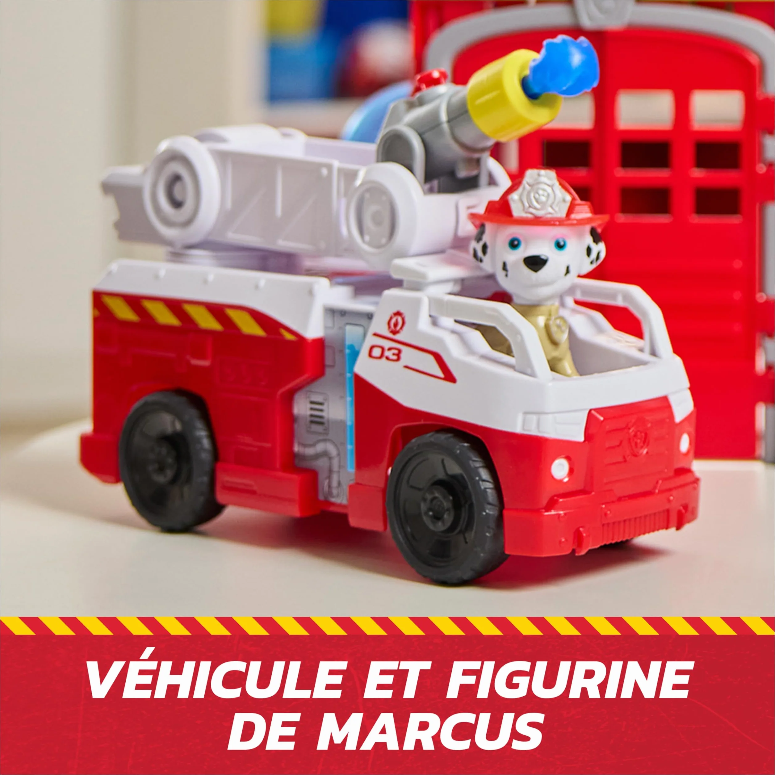 Paw Patrol Pat Patrouille Caserne De Pompiers Fire Rescue Voiture Figurine Marcus Effets Sonores Lumineux Jouet Enfant 3 Ans