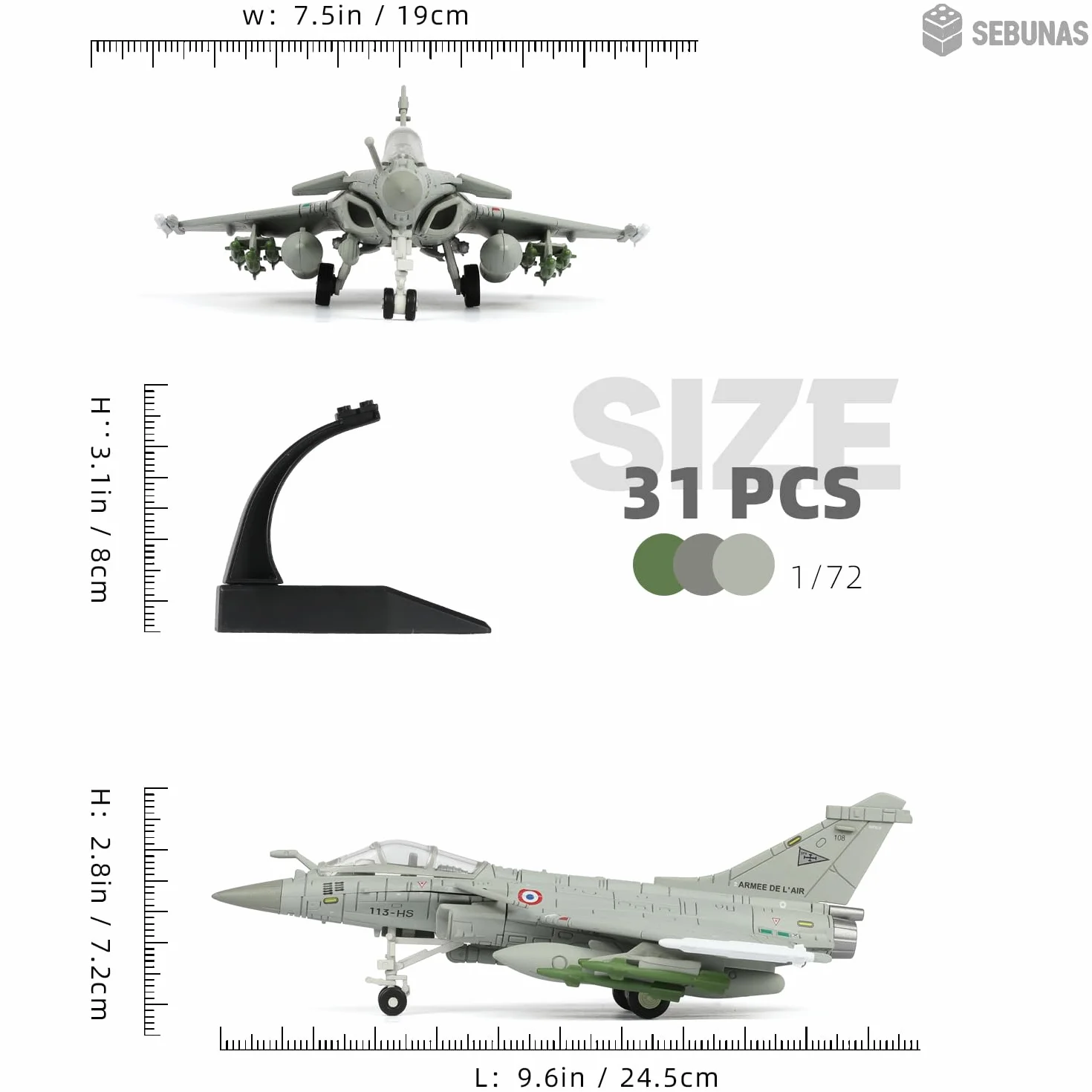 Dassault Rafale Maquette Avion Échelle 1:72 Kit Plastique Snap Fit