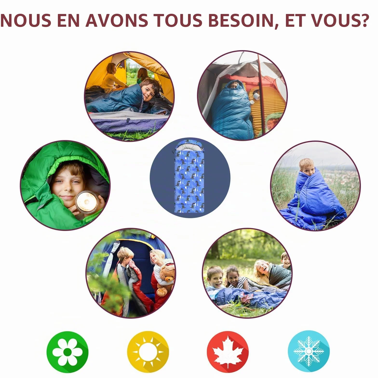 Sacs de Couchage pour Enfants Camping Compact 3 Saisons Léger Imperméable avec Sac de Transport