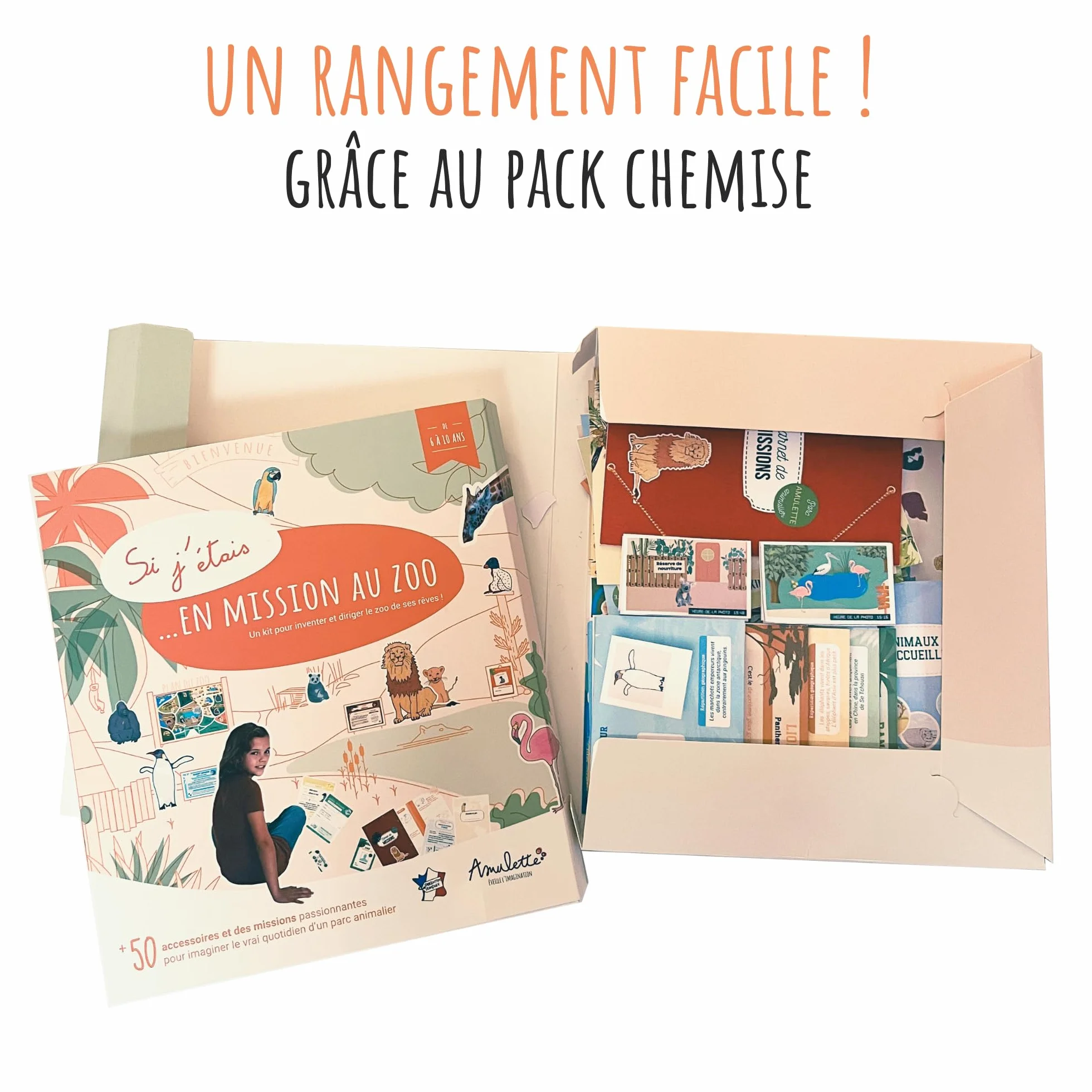 Kit Si J’étais en Mission au Zoo - Jeu Éducatif 6-10 Ans - 50+ Accessoires - Parc Animalier - Fabriqué en France MZOO