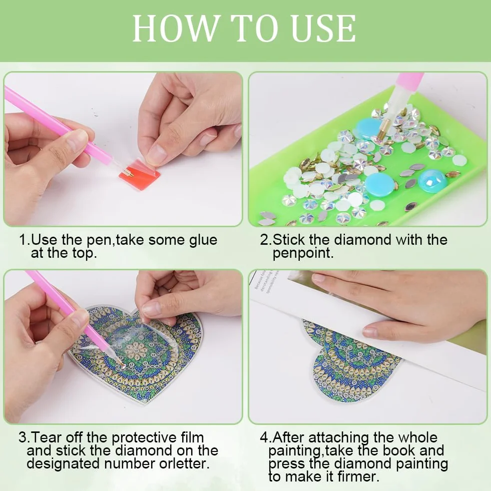Aolso Diamond Painting Wind Chimes, 3 Pièces DIY Carillon à Vent en Cristal Pendentif 5D Double Face (Lune)