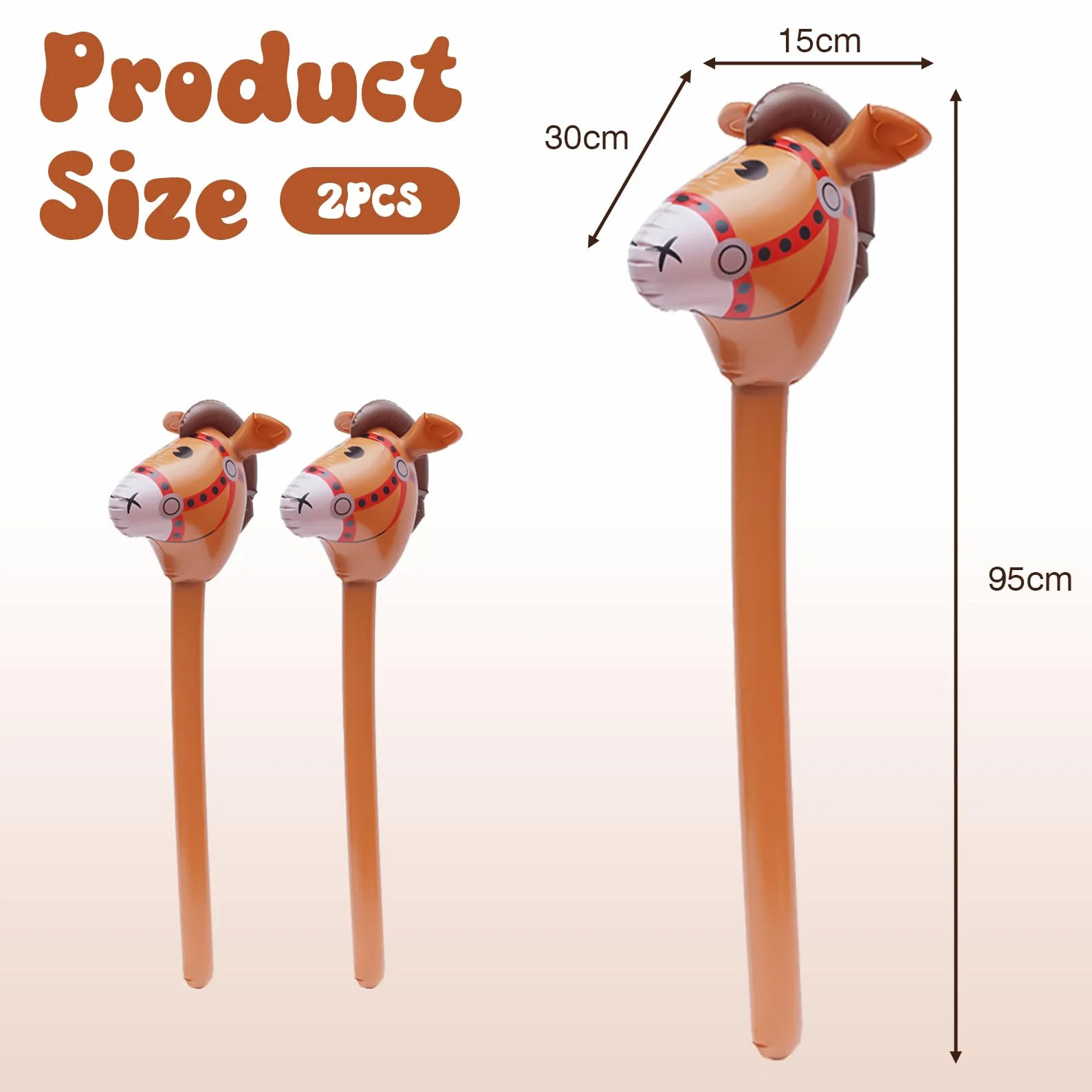 Lot de 2 chevaux gonflables - Tête de cheval - Bâton pour enfants - Kit de bricolage