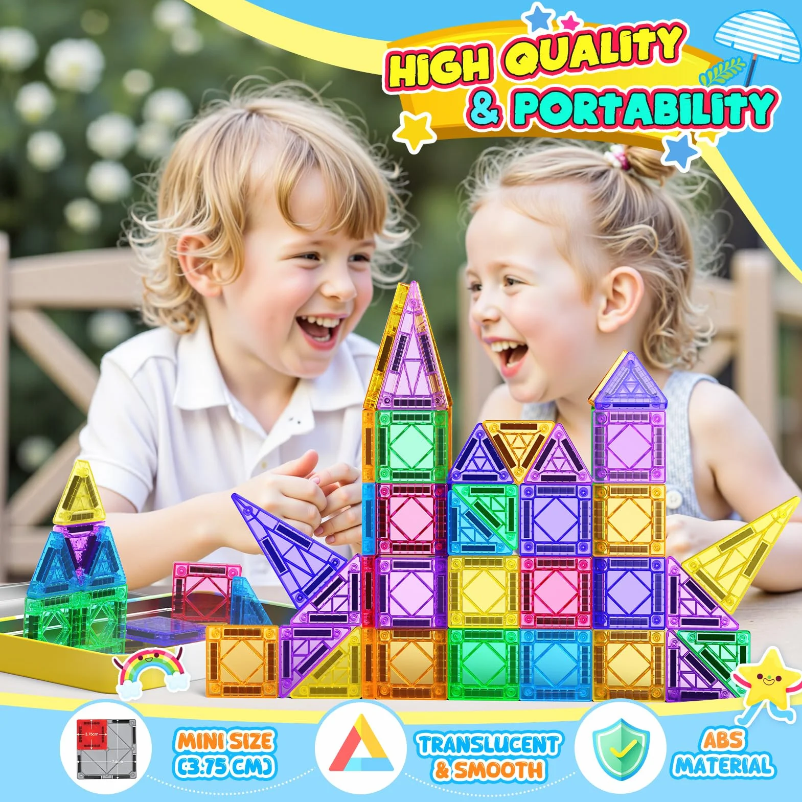 iKidiki 43 Pièces Construction Magnétique Jeux Enfant 3-6 Ans Garçon Fille