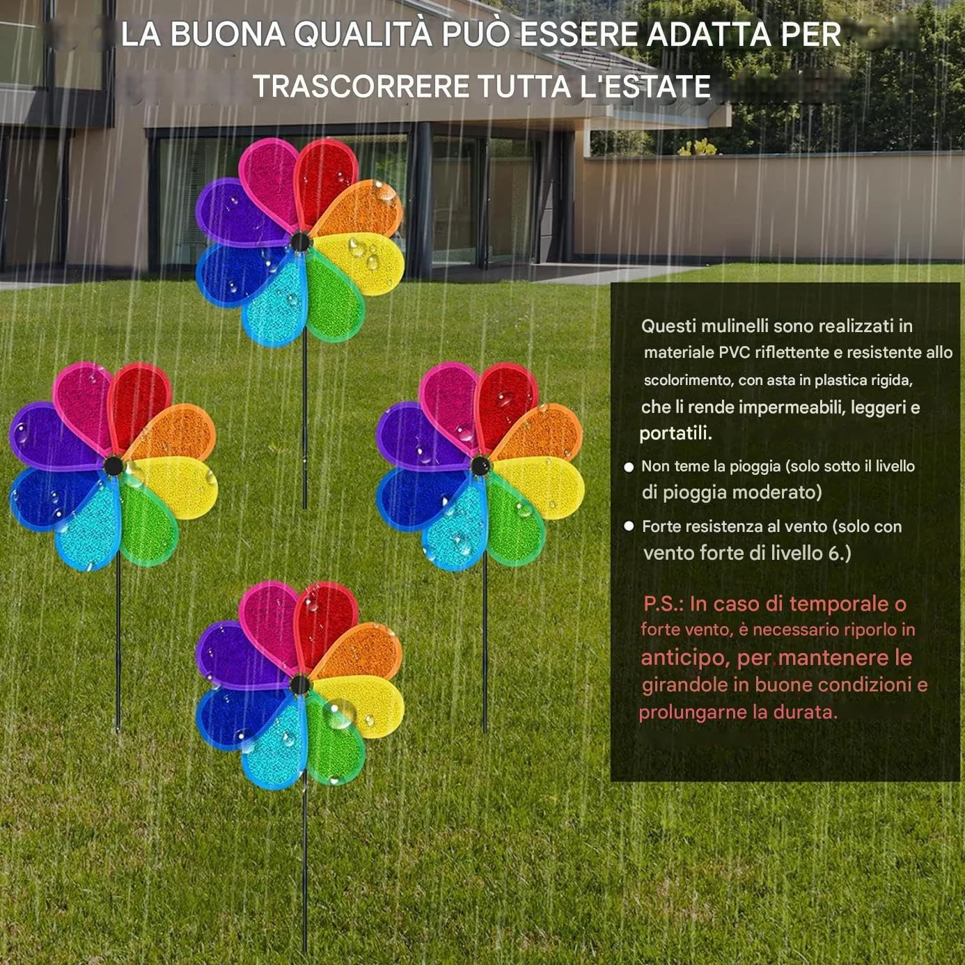 Tourniquets de jardin anti-oiseaux 4 pièces réfléchissant ornement moulin multicolore