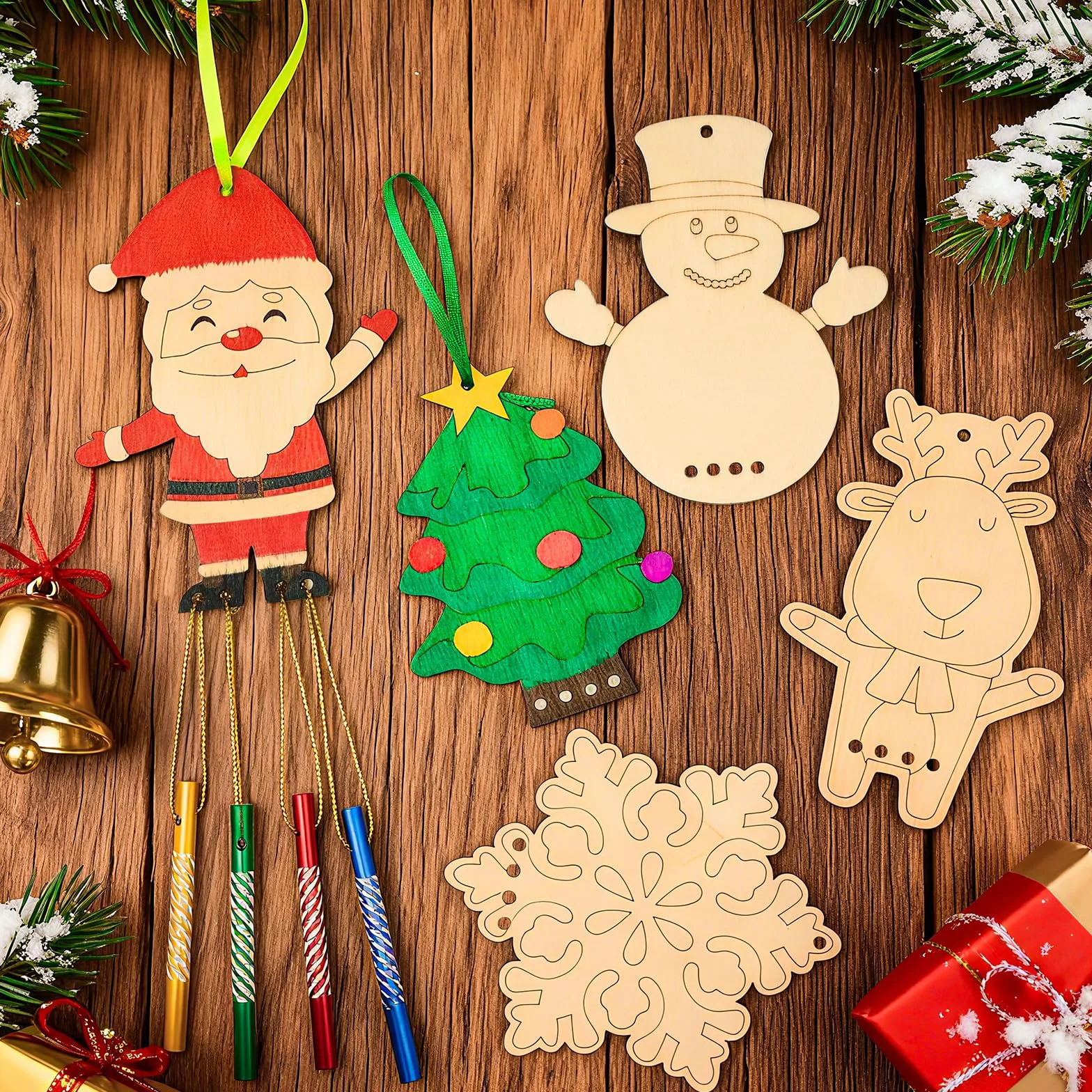 Carillons éoliens en Bois Noël Mispudin 15 Pcs Kit Fabrication, Carillon À Fabriquer Et Peindre