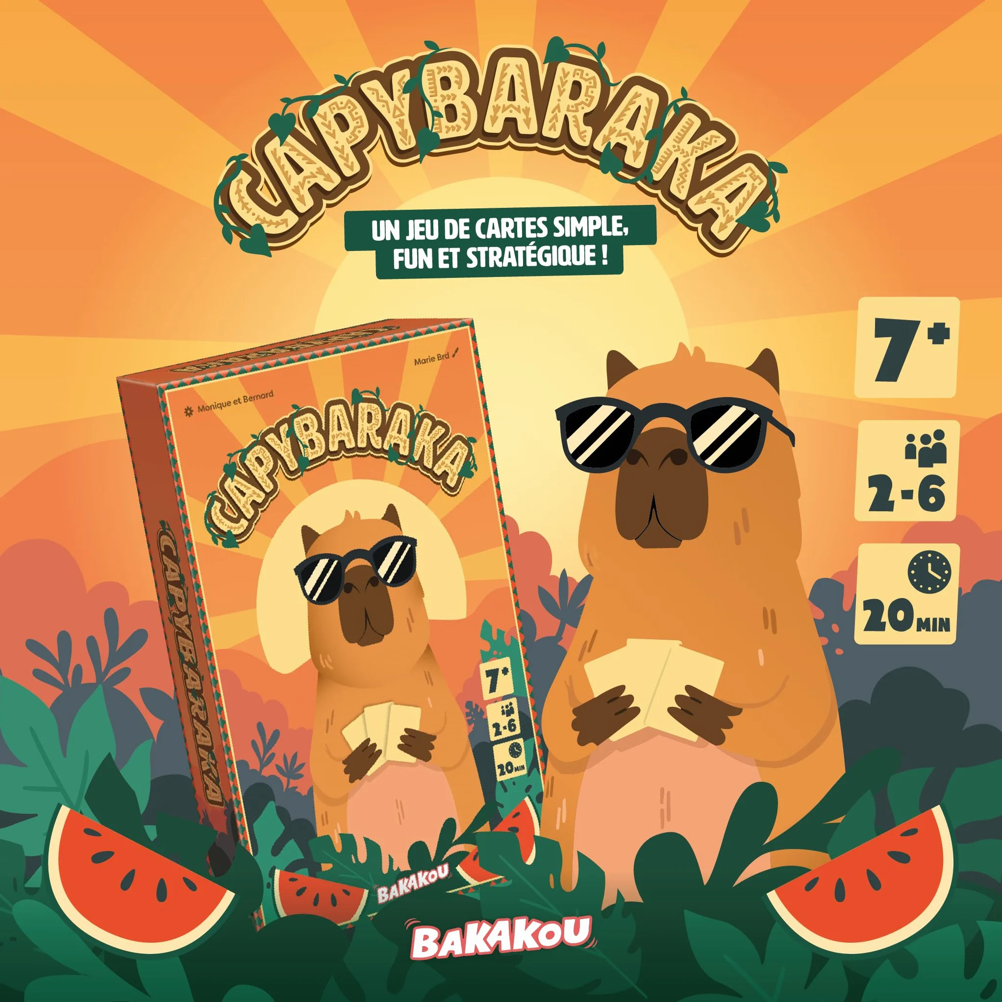 Capybaraka - Jeu de Cartes Familial et Tactique - Choix Simultané, Pastèques & Fiesta - 2 à 6 Joueurs - Dès 7 Ans - 20 Min