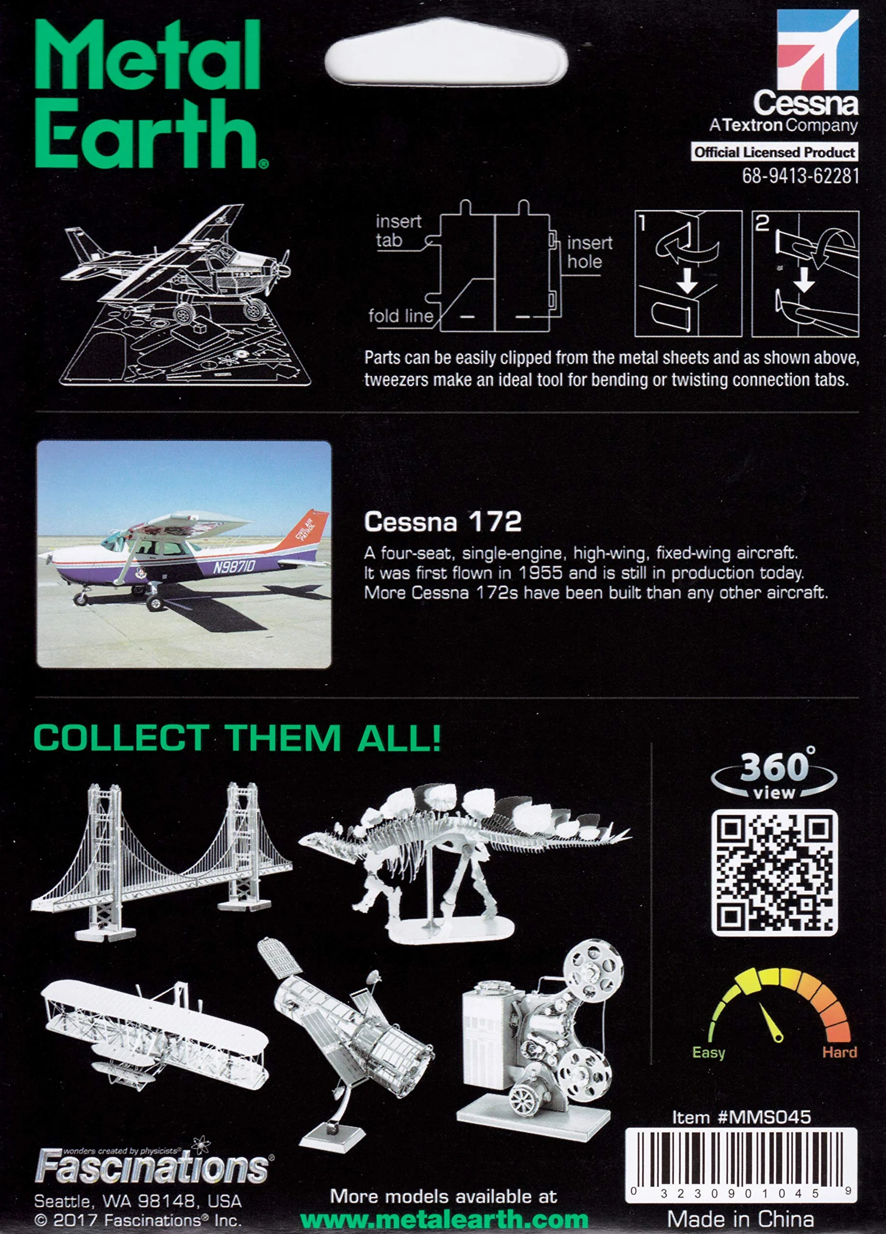 Metal Earth Maquette 3D Aviation Cessna Skyhawk 11,4 x 9,2 x 2,5 cm