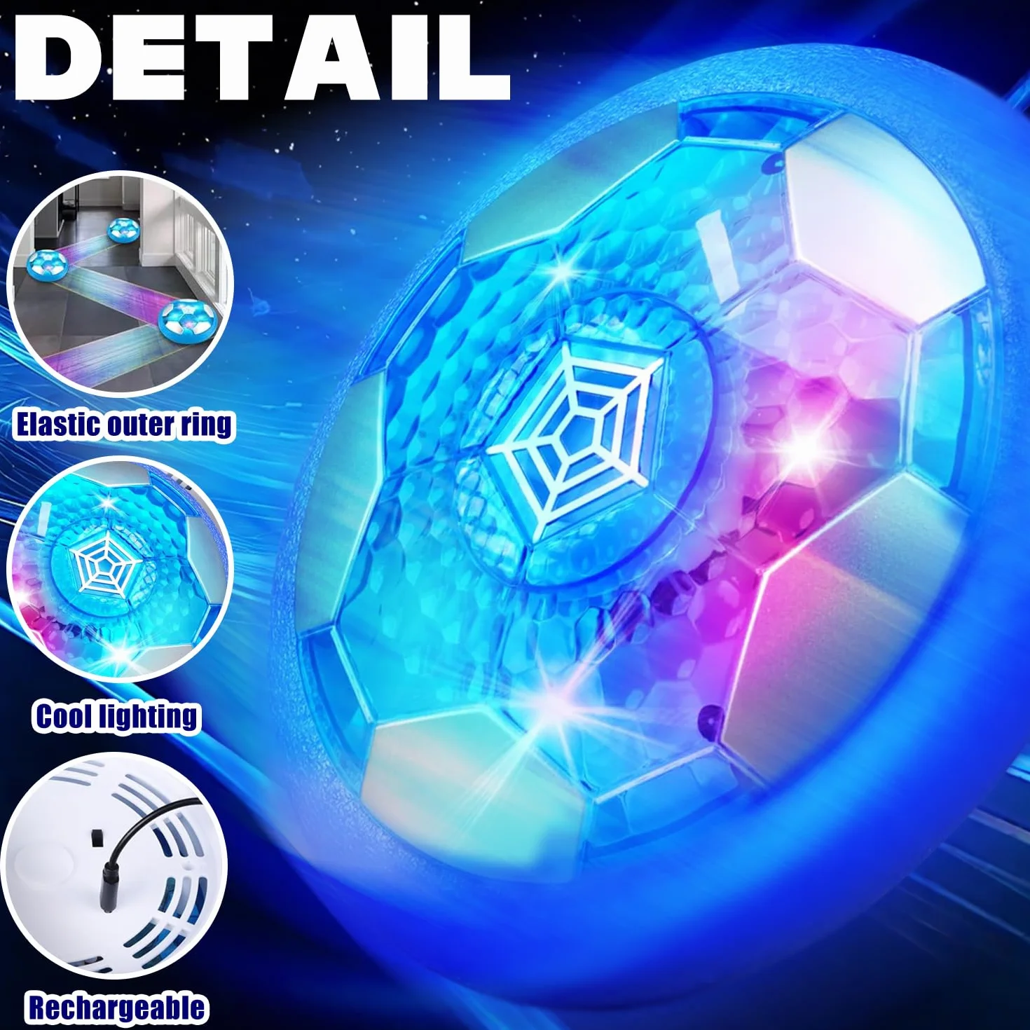 Ballon de Foot LED Rechargeable, Hover Soccer Ball, Cadeau Garçon 3-12 Ans Noël