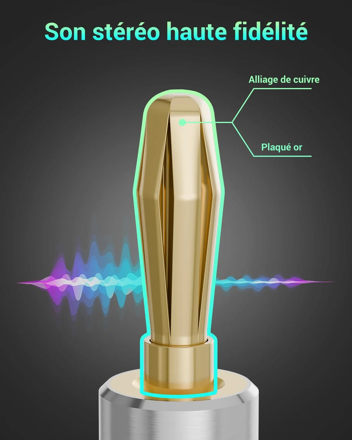 VCELINK Fiche Banane 8 Pièces Plaqué Or pour Câble Enceinte HiFi Haut-Parleur Amplificateur