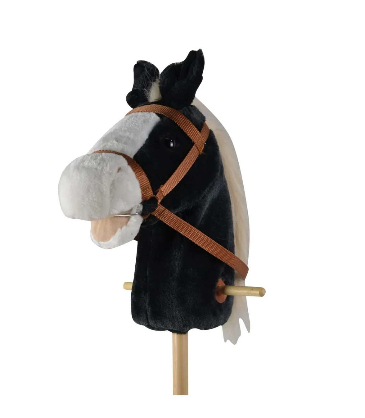 Tête de Cheval avec bâton Deluxe Jouet Cheval 90 cm Noir avec Sons et Roulettes