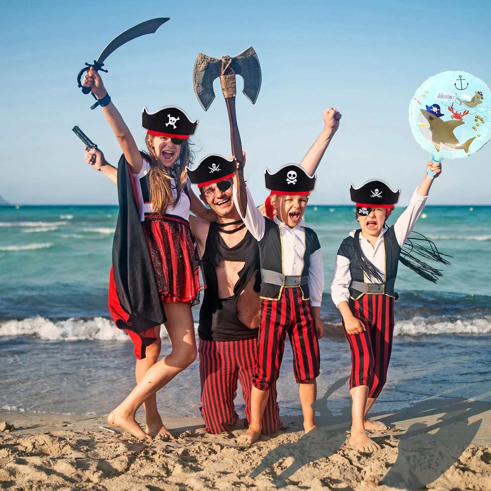 Chapeau Pirate Enfants 12 Pièces Accessoires Déguisement Anniversaire Cosplay Fêtes Halloween Bandeau Feutre