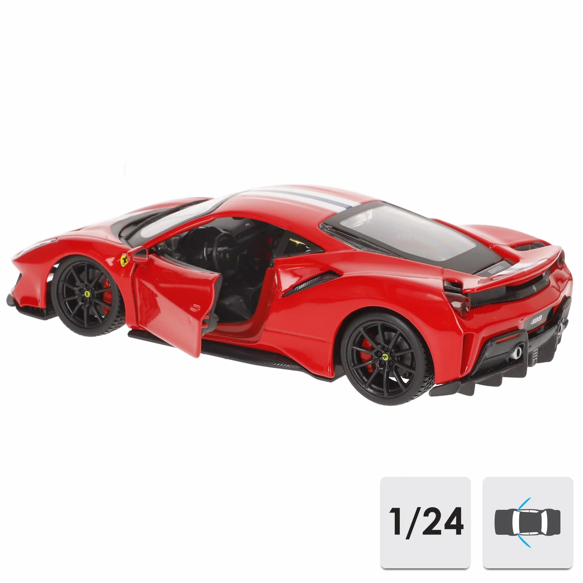 Bburago 1:24 Ferrari 488 Pista R&P Voiture Couleurs Assorties