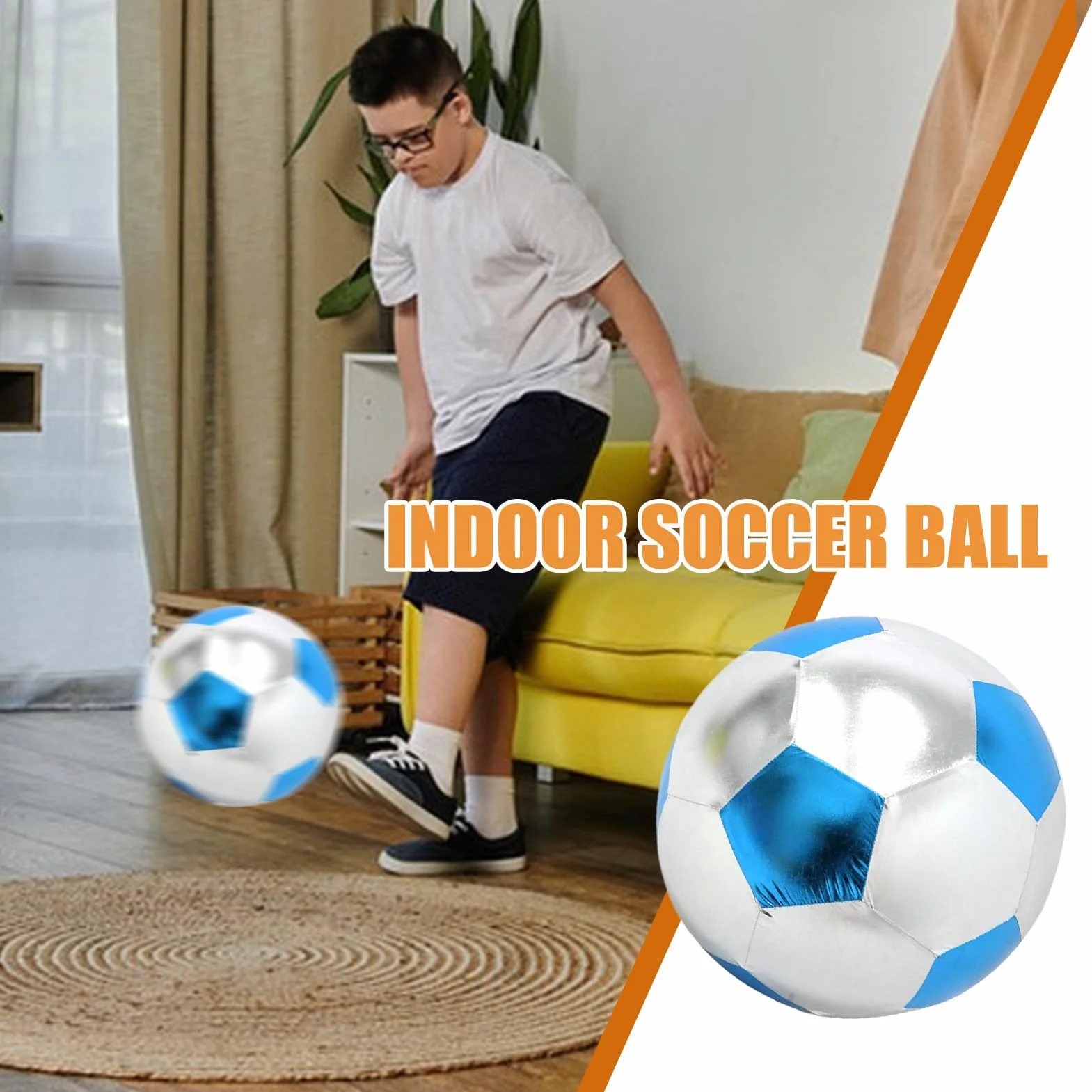 Ballon de Football en Salle Doux Tissu Gonflable Souple Étanche