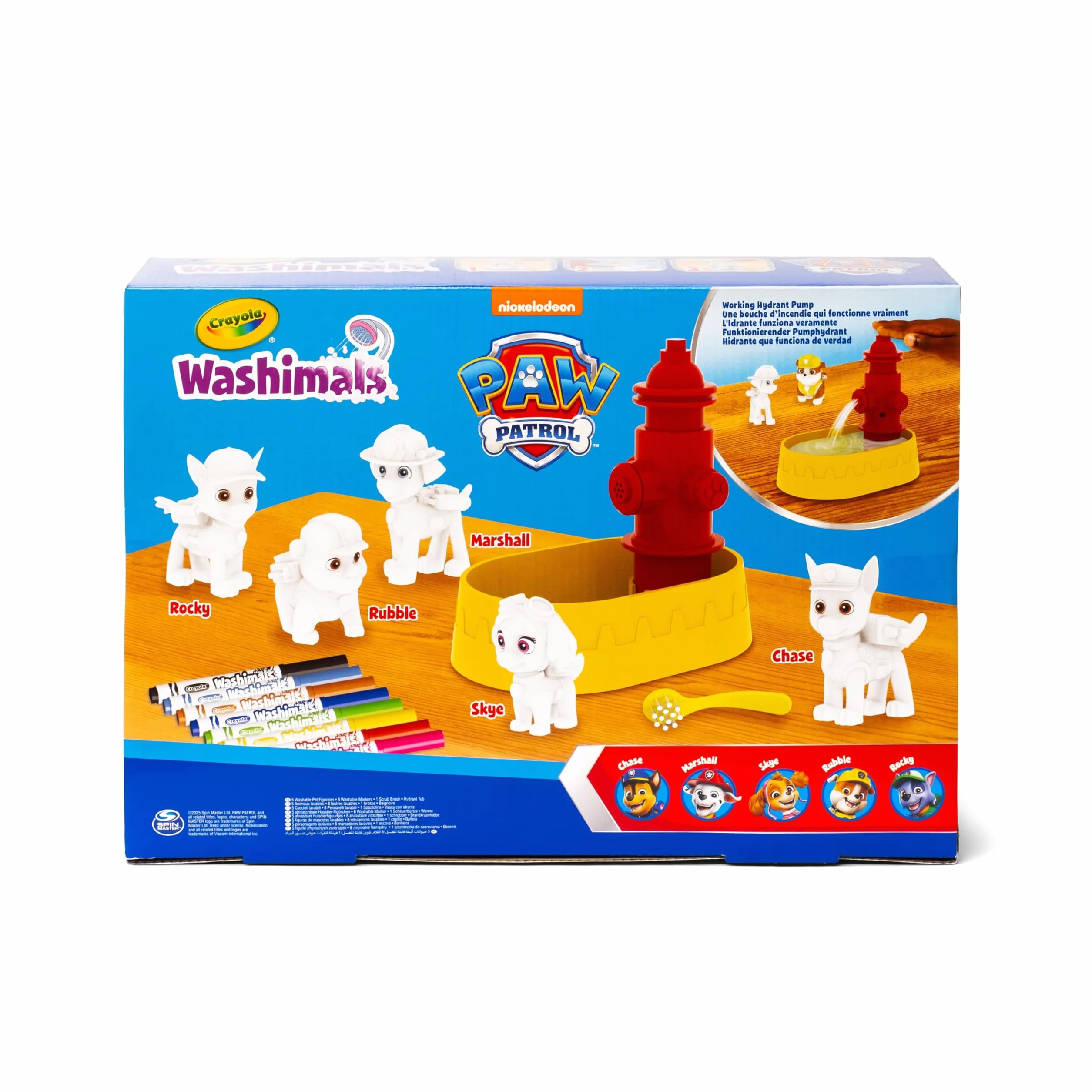 CRAYOLA Washimals Pat' Patrouille Kit Activité 5 bébés Animaux 8 Feutres Lavables Baignoire Douche Petite Brosse Jeu Enfants 3 Ans
