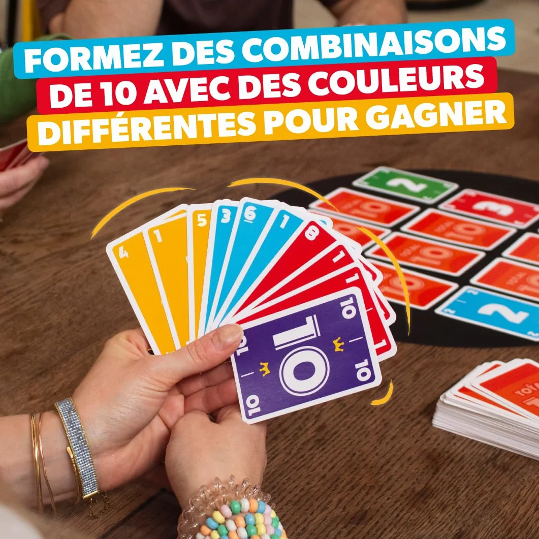 Jeu de Cartes Rami Total 10 - 2 à 8 Joueurs, Dès 8 Ans, Version Française