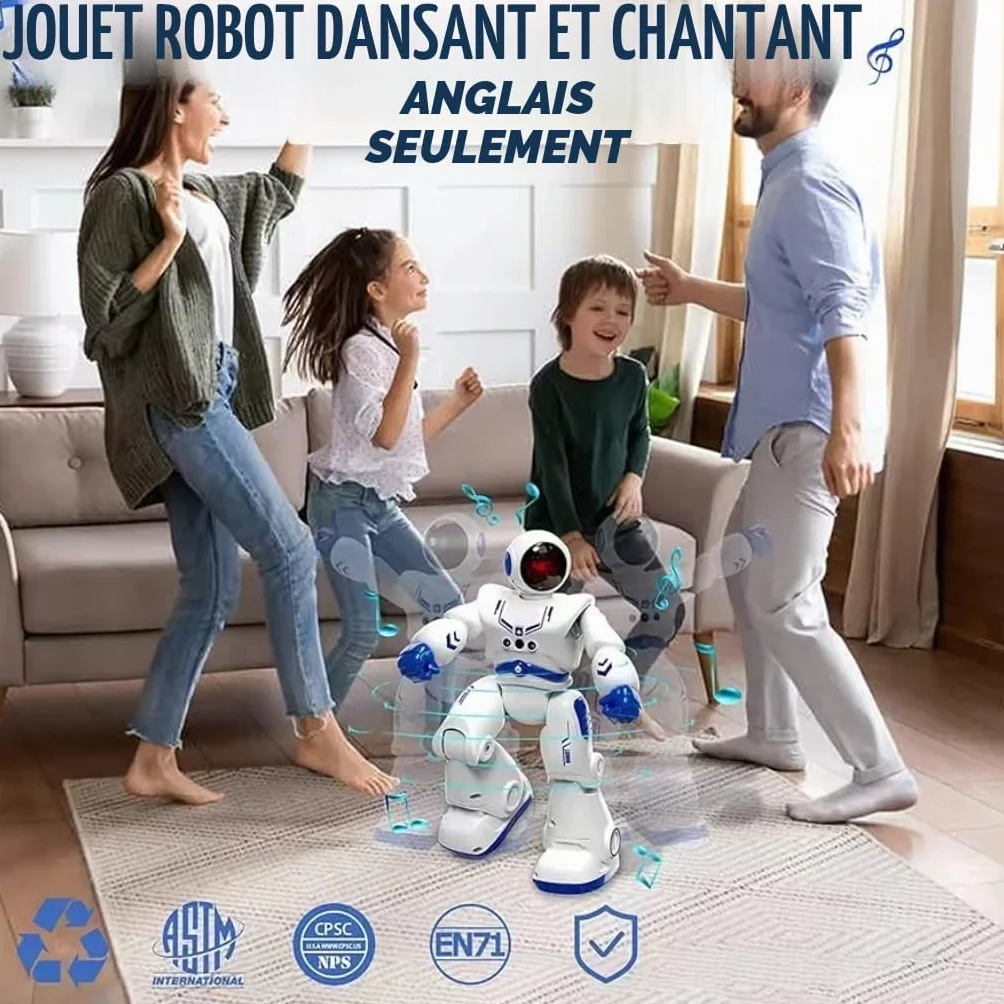 Robot Jouet Télécommandé Programmable avec RC Intelligent Geste Contrôle, Chant Danse Rechargeable Cadeau pour Garçon Filles 6-12 Ans