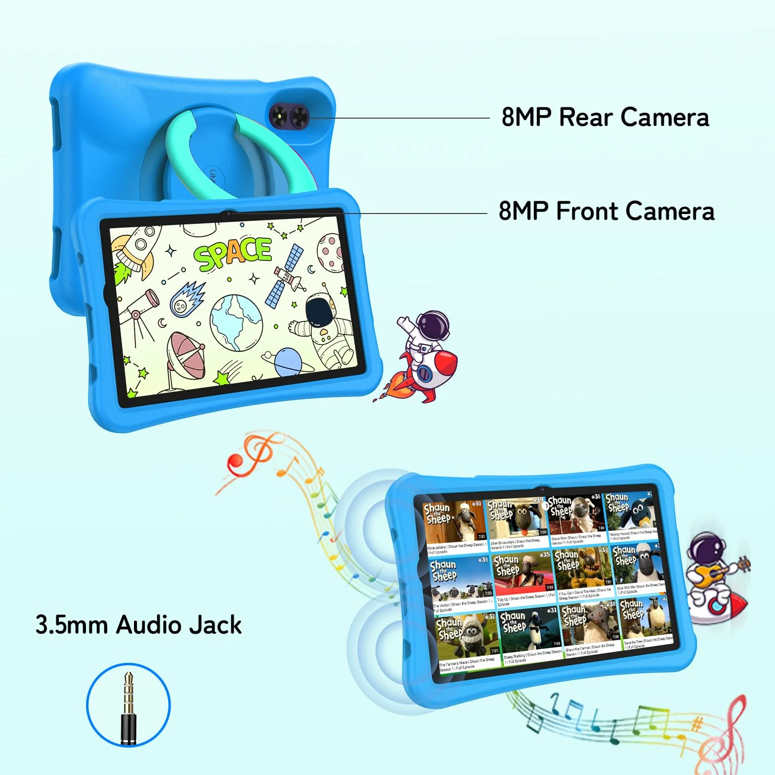UMIDIGI Tablette pour Enfant 10,1" Android 13, G2 Tablette Enfant à partir de 3 Ans 8 Go (4+4) RAM + 64 Go de ROM/1 to, Protection des Yeux 1280 x 800 HD, WiFi6, 6000 mAh 8 MP + 8 MP avec étui