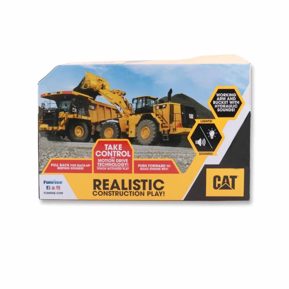 Excavatrice CAT 29,5 cm Enfant – Engin de Construction avec Lumières et Sons, Technologie de Contrôle du Mouvement, Jeu Interactif 3 Ans+