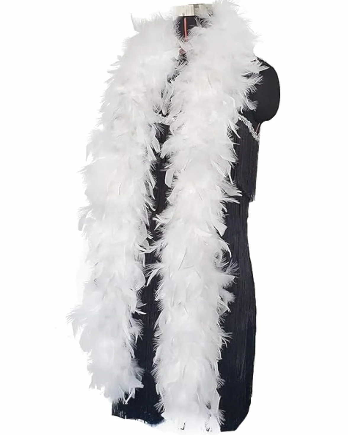 Boa en Plumes Blanc 120cm pour Femme, Danse, Mariage, Fête, Cosplay, Halloween