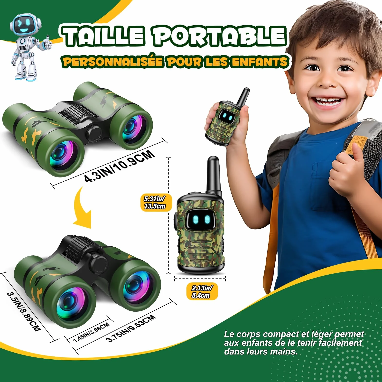 Talkie Walkie et Jumelles Enfants Kit Exploration Jouet Exterieur 3-9 Ans Garçon Fille Cadeau Noel