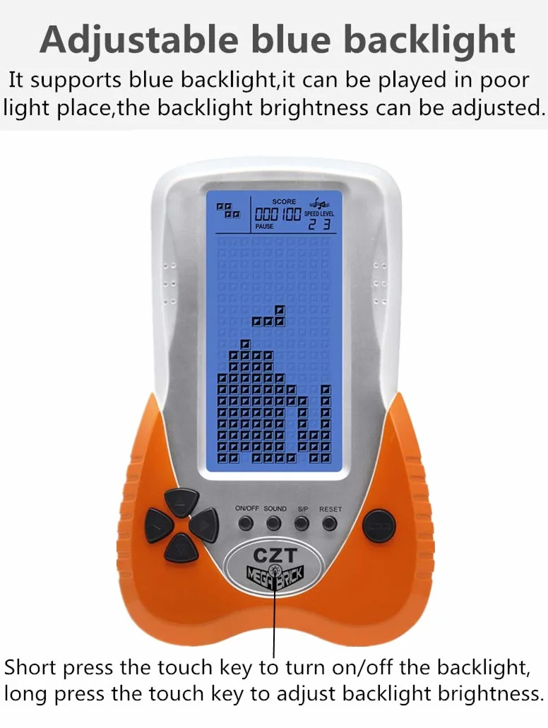 Console de Jeu Rétro CZT Retro Brick 23 Jeux Tank Battle Racing Portable Poche Jouet Enfants (Orange)