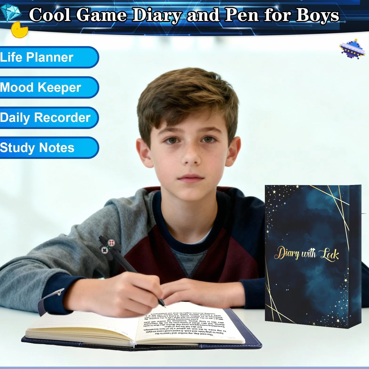 Journal Intime avec Cadenas pour Garçons 8-15 Ans, Cadeau Rentrée Scolaire, Carnet Verrouillé
