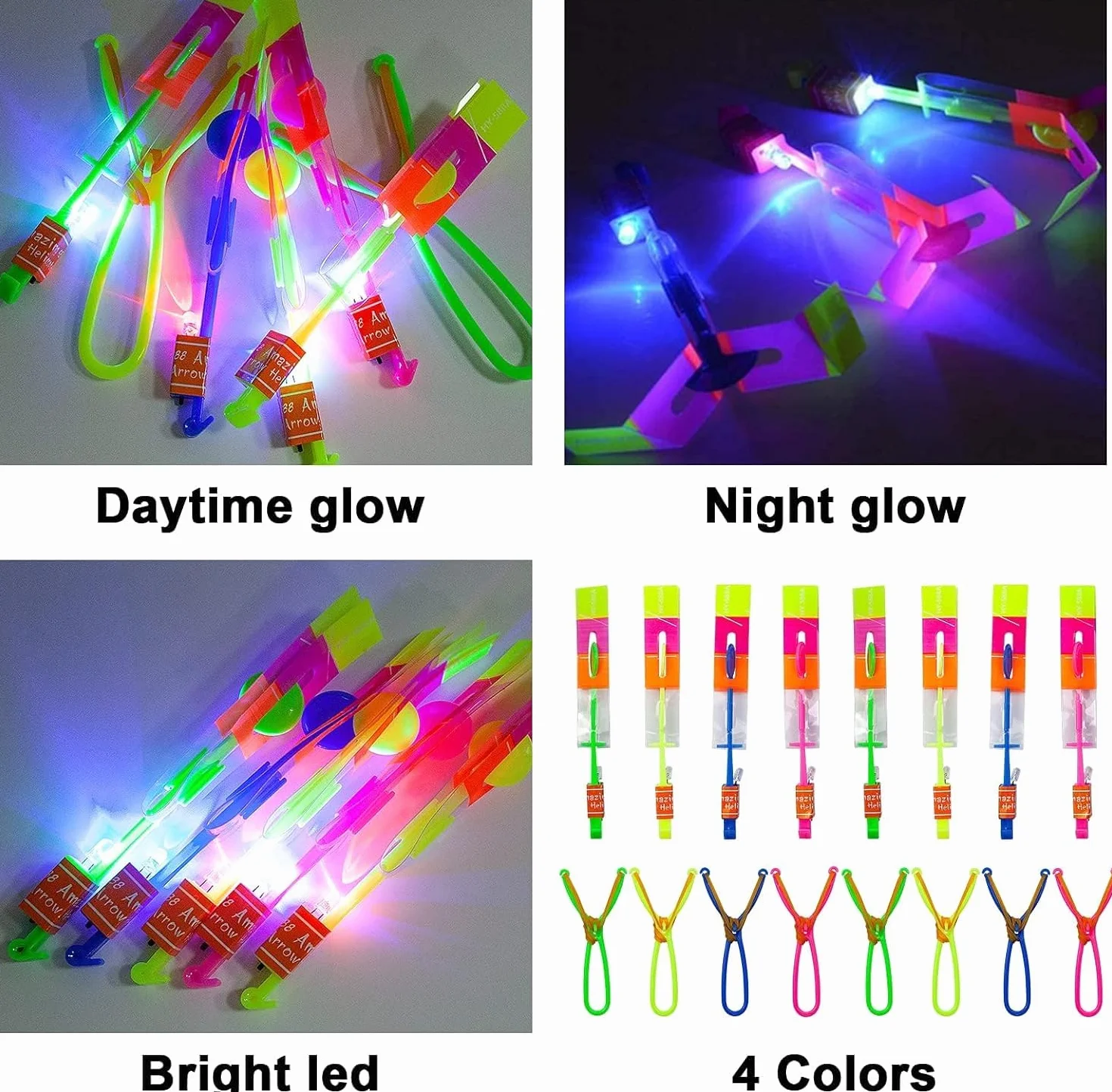Pipihome 16 PCS Hélicoptères Jouets Volants Lumineux LED Catapulte